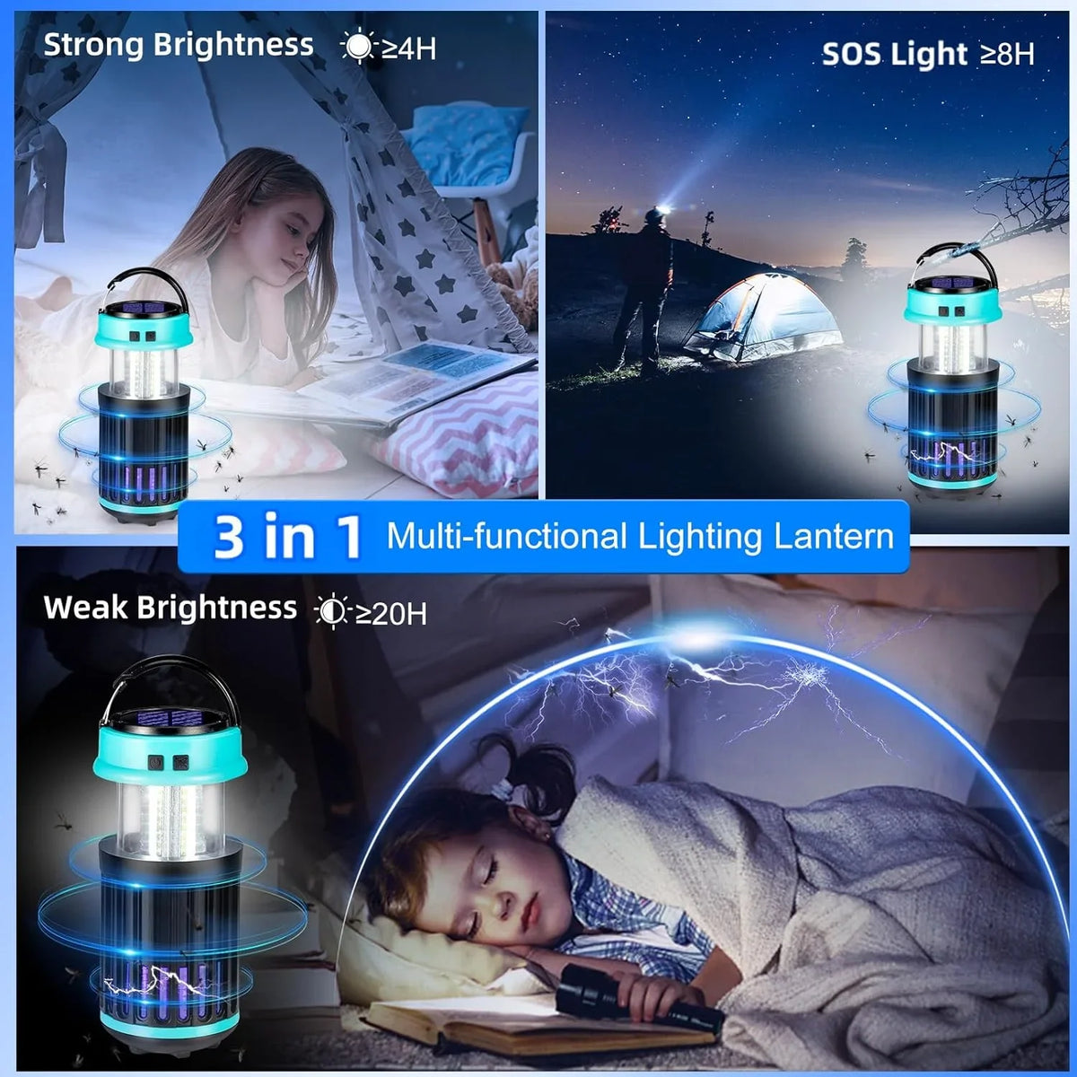 Solar Zapper, Fly Zapper Bug Bug 3 Home, G·PEH Emergency for Rechargeable Camping Mosquito Zapper Zapper Outdoor Bug with Light in Backyard, for 1 Trap Home, Waterproof, Indoor Outdoor