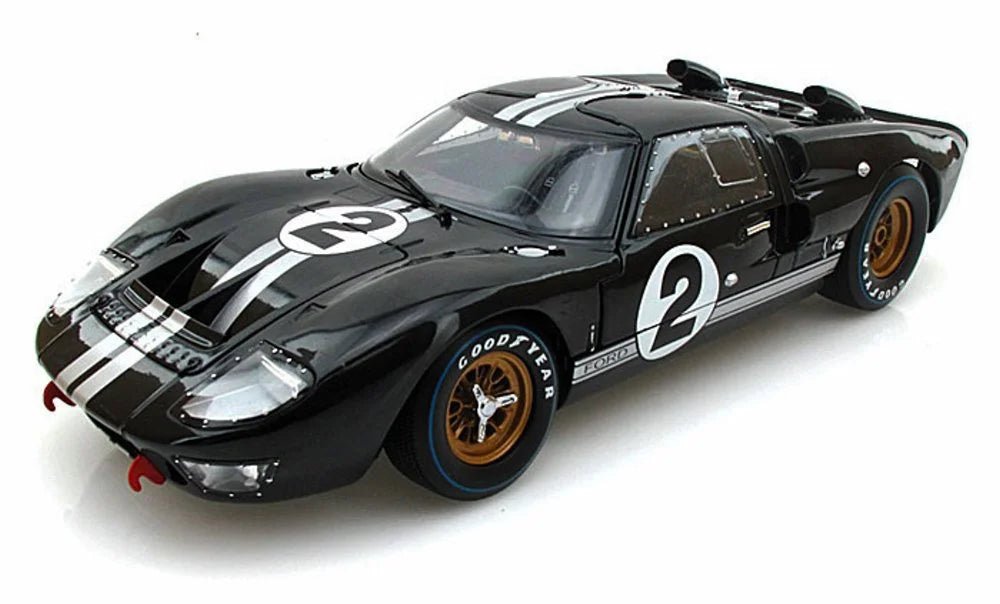 Silver w/ Diecast - Case #2, Car Black Ford Toy Car MK - Stripes 1/18 Scale - GT-40 w/Display Shelby SC408 II 1966 Diecast Model