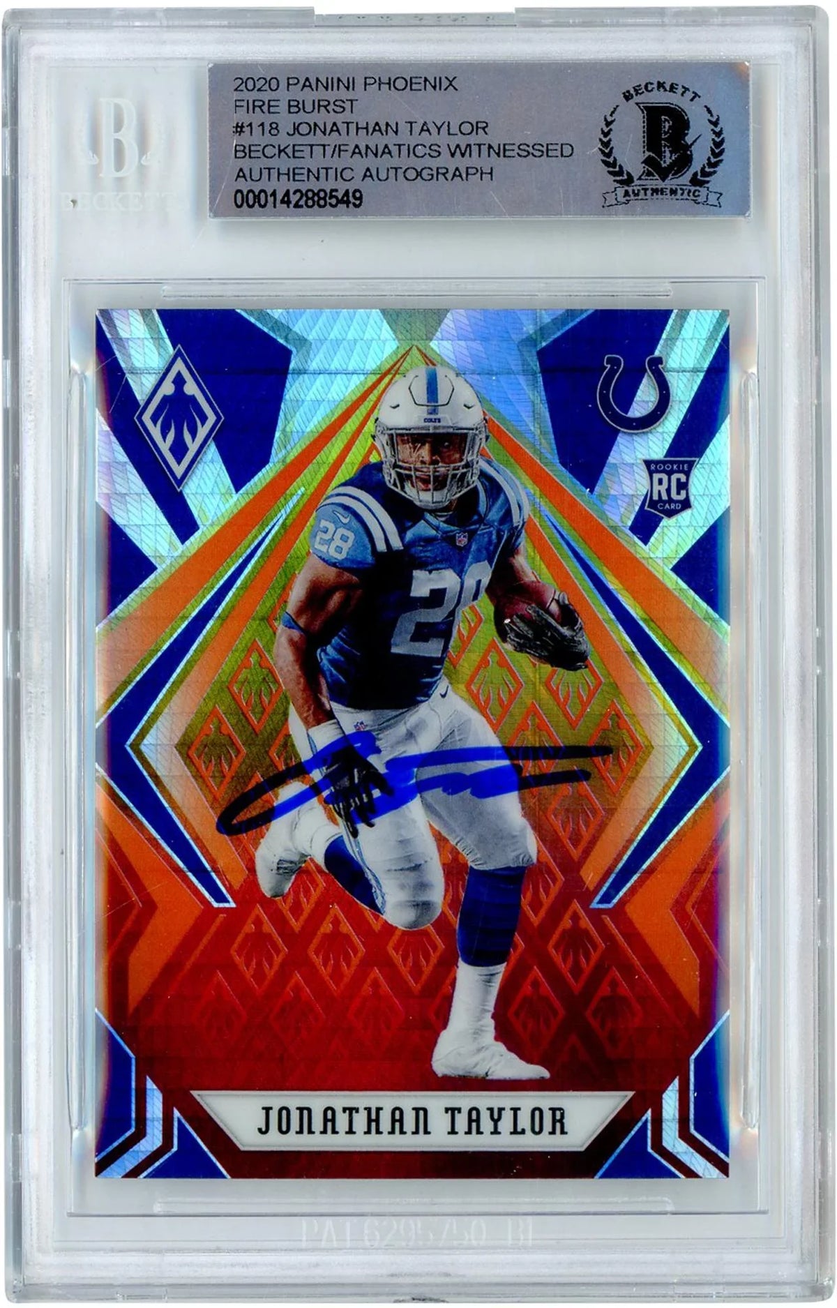 Autographed Colts 2020 Beckett Fanatics Taylor Indianapolis Fanatics Phoenix Jonathan Certified - Authenticated #118 Authentic Witnessed Rookie Panini Card