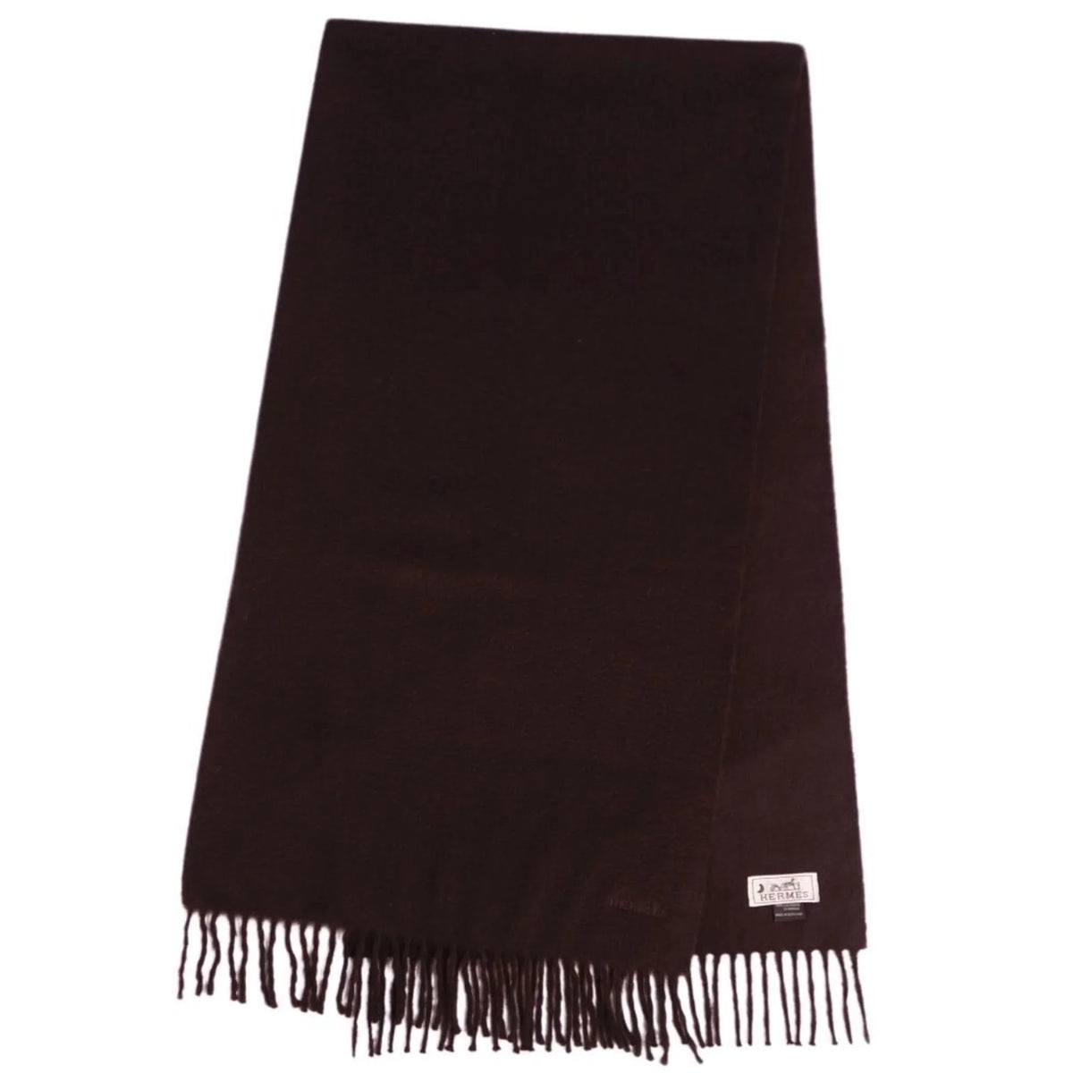 dark cashmere women's (Good) men's 100% scarf HERMES brown Pre-Owned embroidery