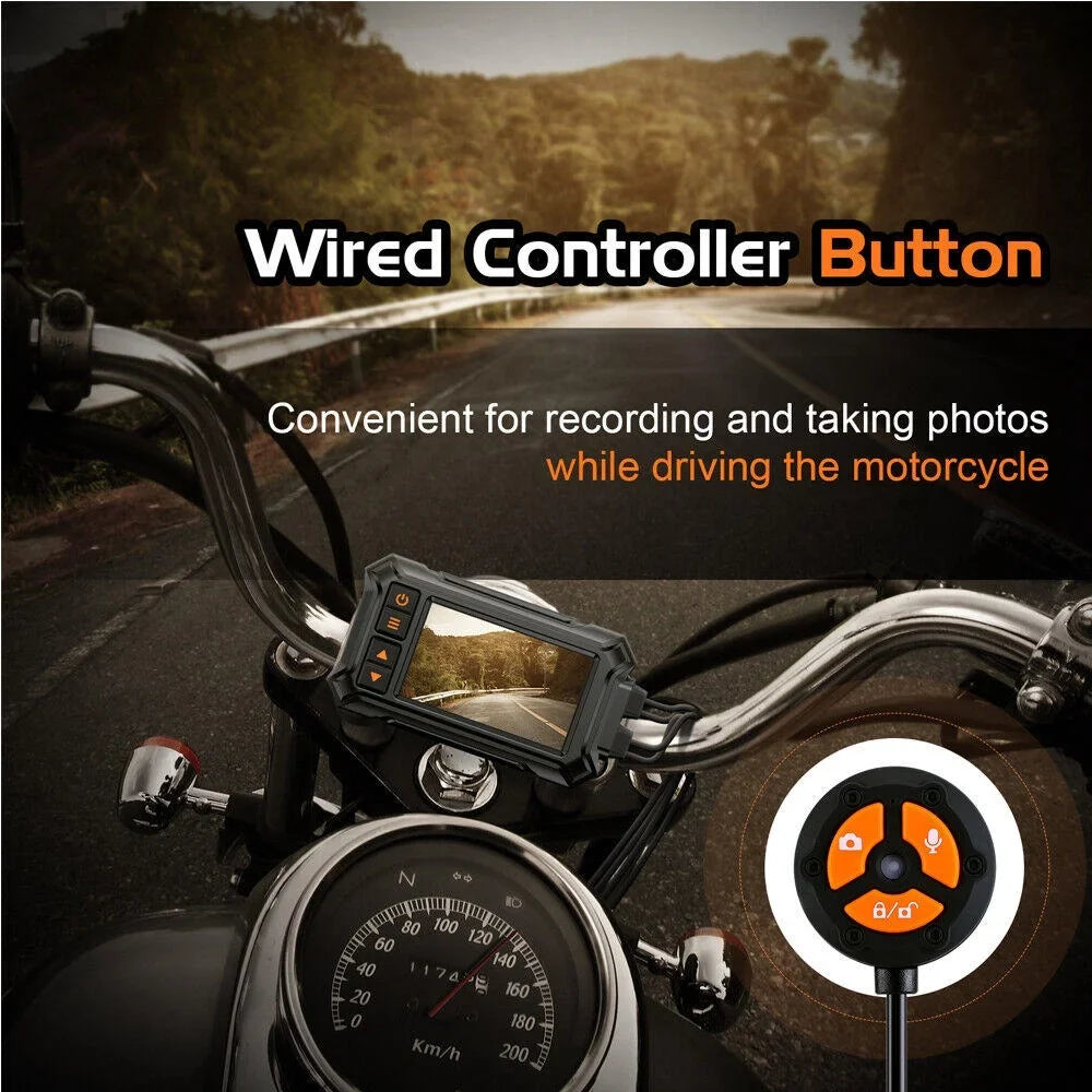 Front Dash Motorcycle WIFI A12 3" 1080P Vision Rear Night Waterproof Camera GPS