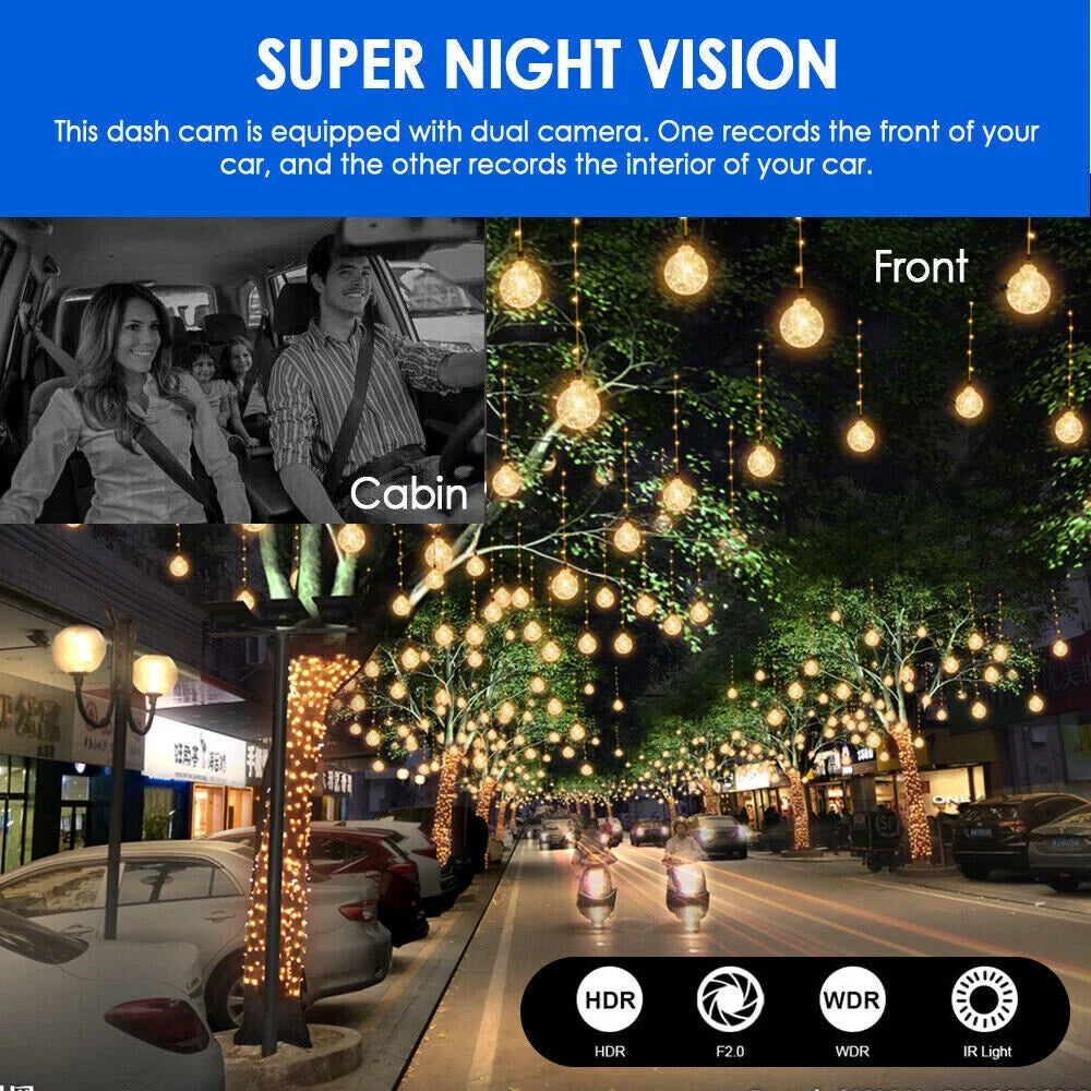 Cam Car 1080P DVR Dual Lens G-Sensor Front Video Recorder JahyShow Camera Inside Dash w/