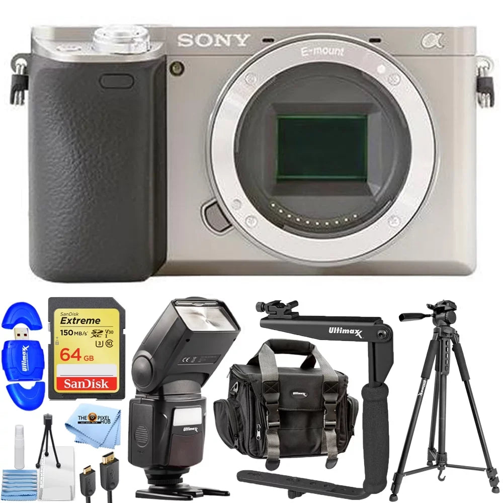 Kit Sony Mirrorless Camera Silver) Accessory Alpha (Body 10PC Digital Only - a6400
