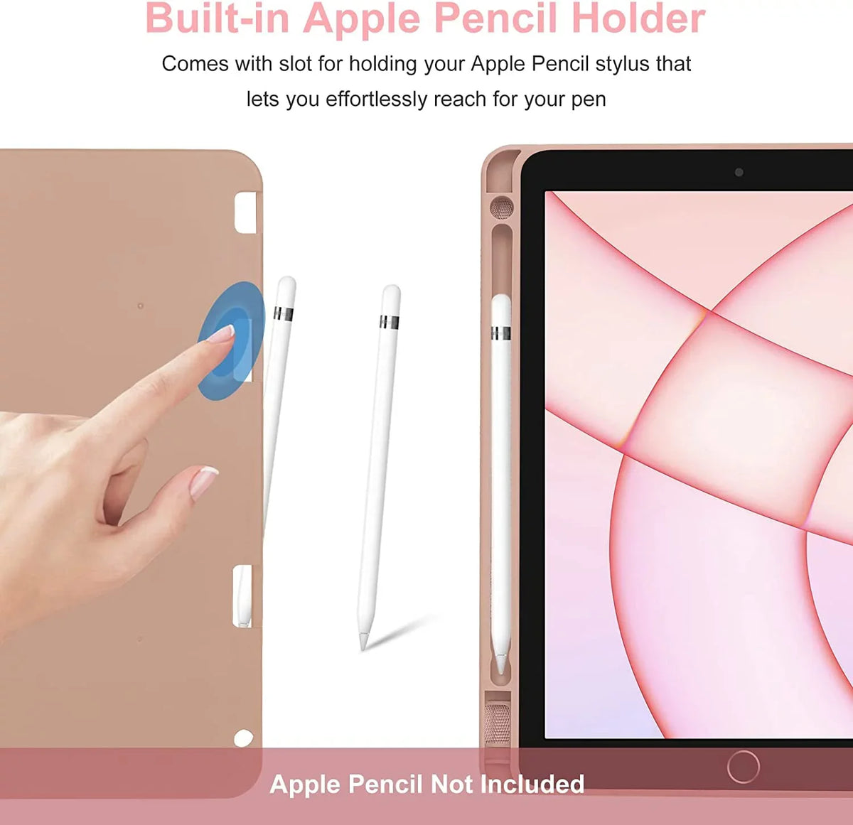 Keyboard Air Apple Kvago Built-in Holder Pencil for Bluetooth Case iPad Keyboard Pink 2022 iPad 5th Gen