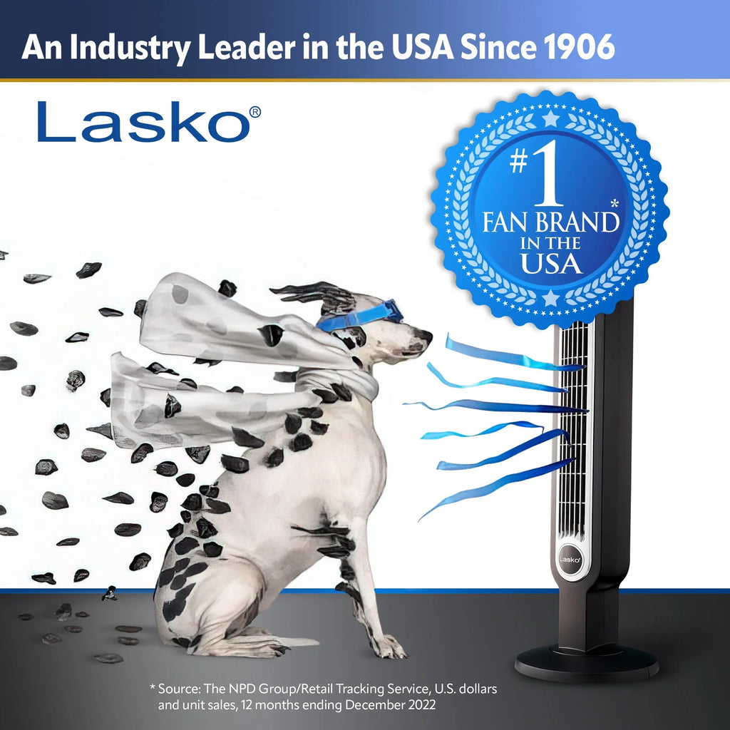 Misto 4 Misting Outdoor Foot 42” Black 10 Speeds, Power Lasko Cord, Fan Tower with YF300,