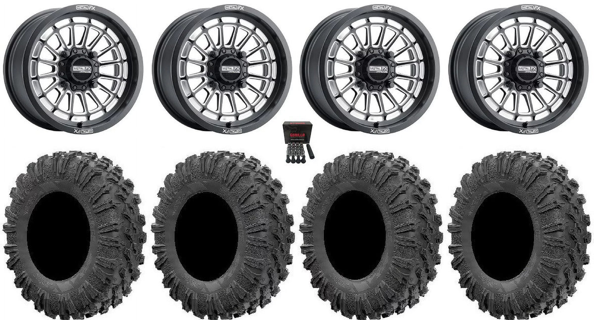 Can-Am / Cut Delta Pioneer Maverick Bk 1000 Contrast / Wheels 32" MotoRavage Honda Talon X3 MetalFX 15" Tires