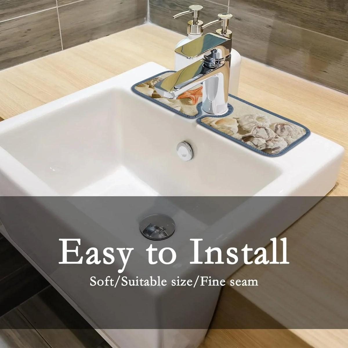 Drying Sea Catcher, Mat, Mats Absorbent Kitchen Sinkmat Summer Splash Bath 3PCS Beach Washable Guard Countertop Drip Bestwell Starfishes Sink Faucet Microfiber