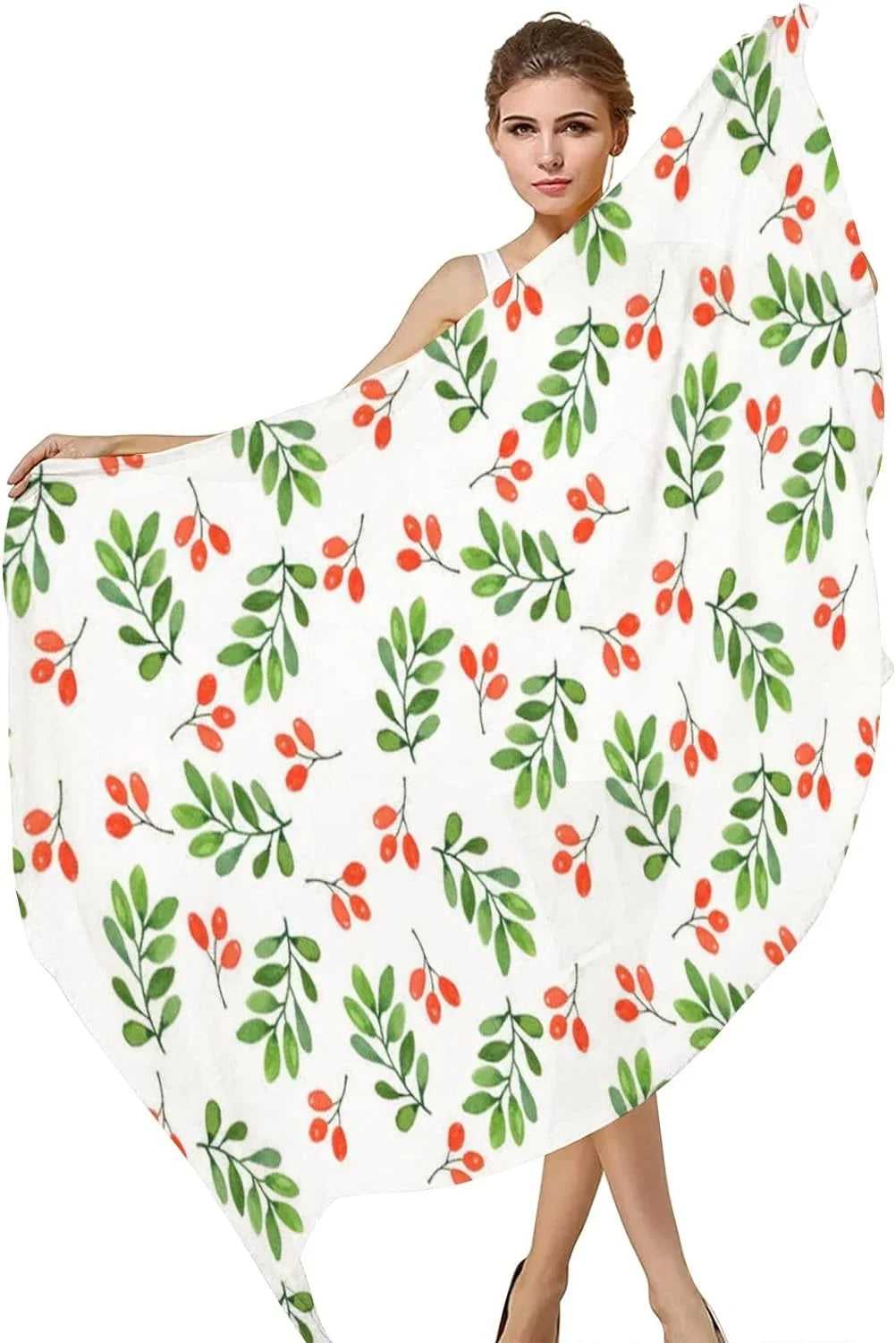 Scarf for Watercolor Neck Women Silk Shawl Pattern Lightweight Long Floral on Hyjoy White Girls Scarves Wrap