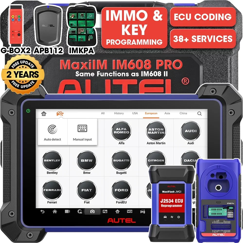 Car APB112, MaxiIM 2 Autel Pro Scan & Automotive Tool, Pro Key Programmer, Diagnostic Fob with Programming G-BOX2 IM608 XP400 Update Year IMKPA Free Key Kit,