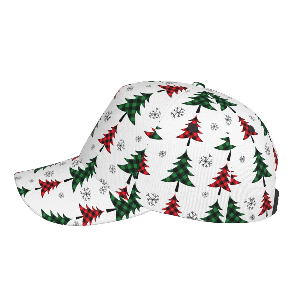 Baseball and Plaid Cap Outdoor All Workouts Seasons Adjustable Christmas Dad Activities Running Hat(Buffalo for Size Balery Trees)