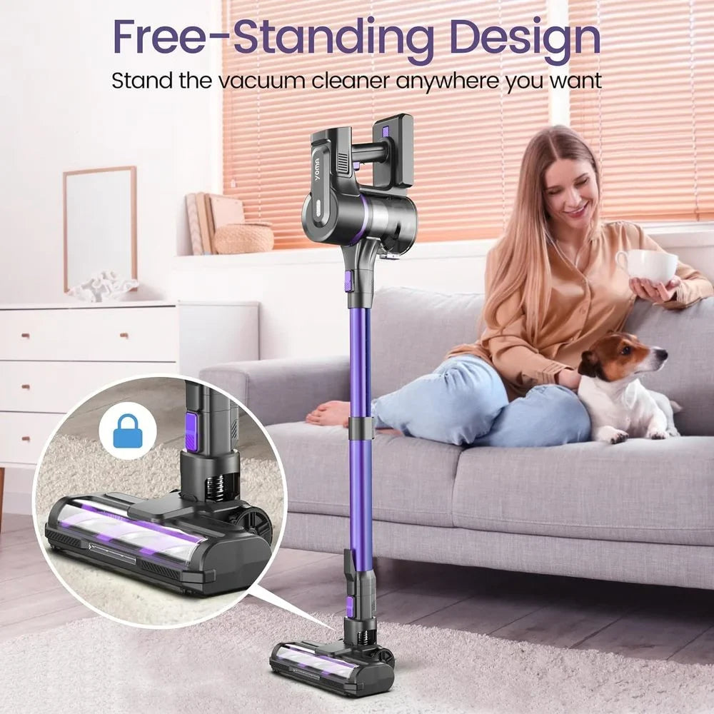 50min Vacuum Runtime, Cordless Carpet for with 28Kpa Purple) with Pet Home Powerful Hair (Midnight 6-in-1 350W Cleaner, Stick Lightweight Suction, Vacuum Vacuum Rechargeable Floor Vacuum Cordless