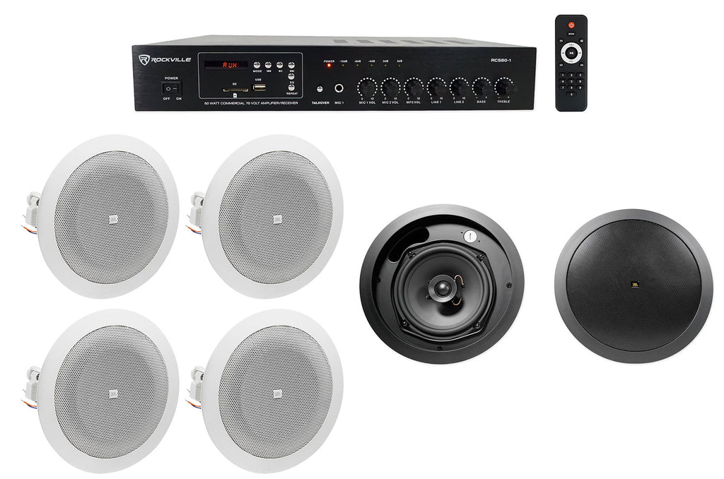 Restaurant/Bar/Cafe JBL 4" House+(4) Background of Black Speakers+Amp 6.5" Front