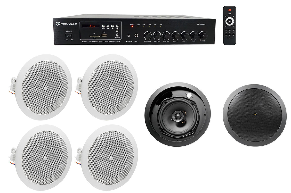 Restaurant/Bar/Cafe JBL 4" House+(4) Background of Black Speakers+Amp 6.5" Front