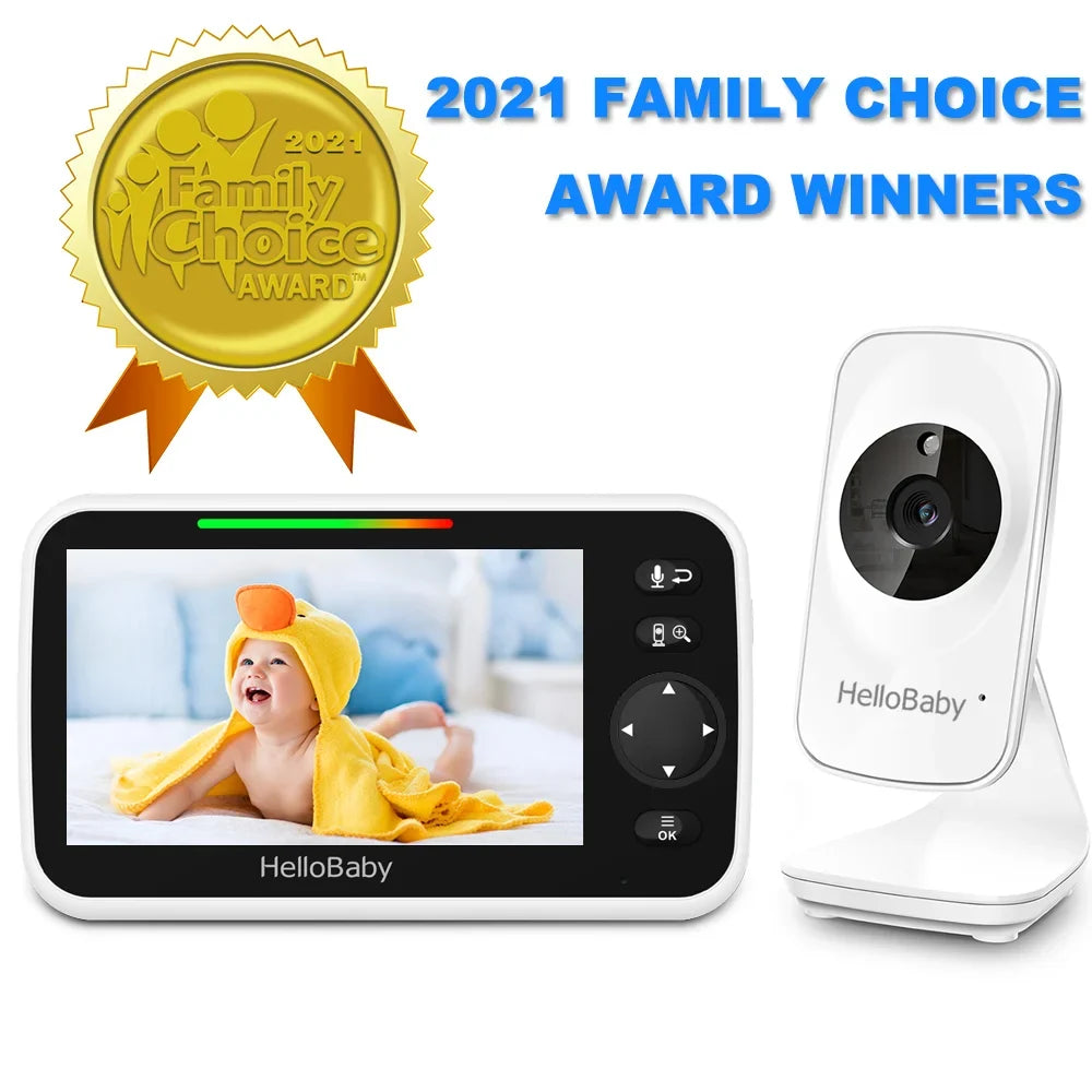 Lullaby, and 5 Baby Video 5" Screen, Mode Audio Two with Night VOX HelloBaby Camera, Camera LCD and Monitor Temperature Way Infrared Display, Vision, Audio, inches Monitor Color