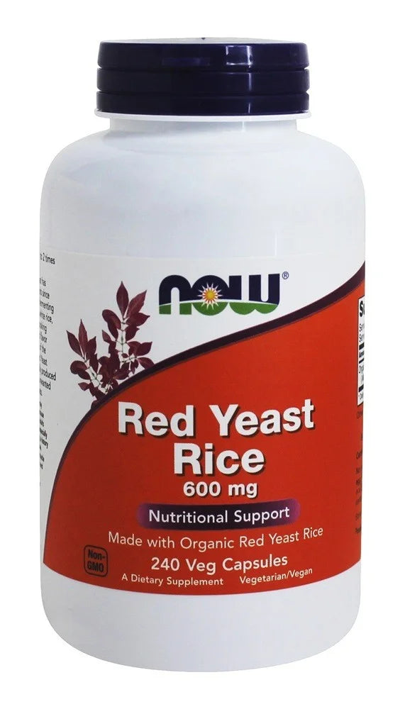 Red Made Rice mg, 600 Rice, Yeast Red Yeast Supplements, Capsules Veg 240 NOW with Organic