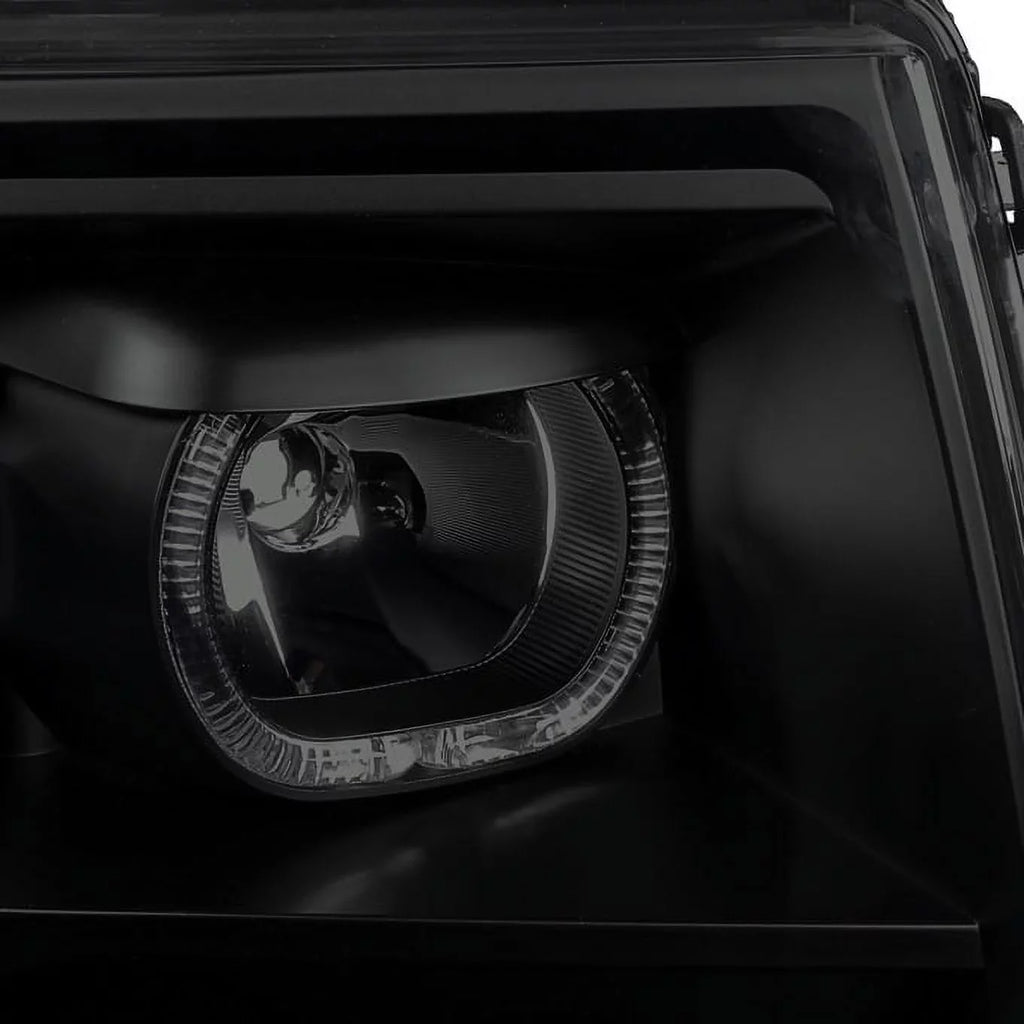 Tail Pickup F-150 Truck Set light For F150 [Dual Halo - Projector Headlights Ring] LED Black Smoked 09-14 + LED AKKON