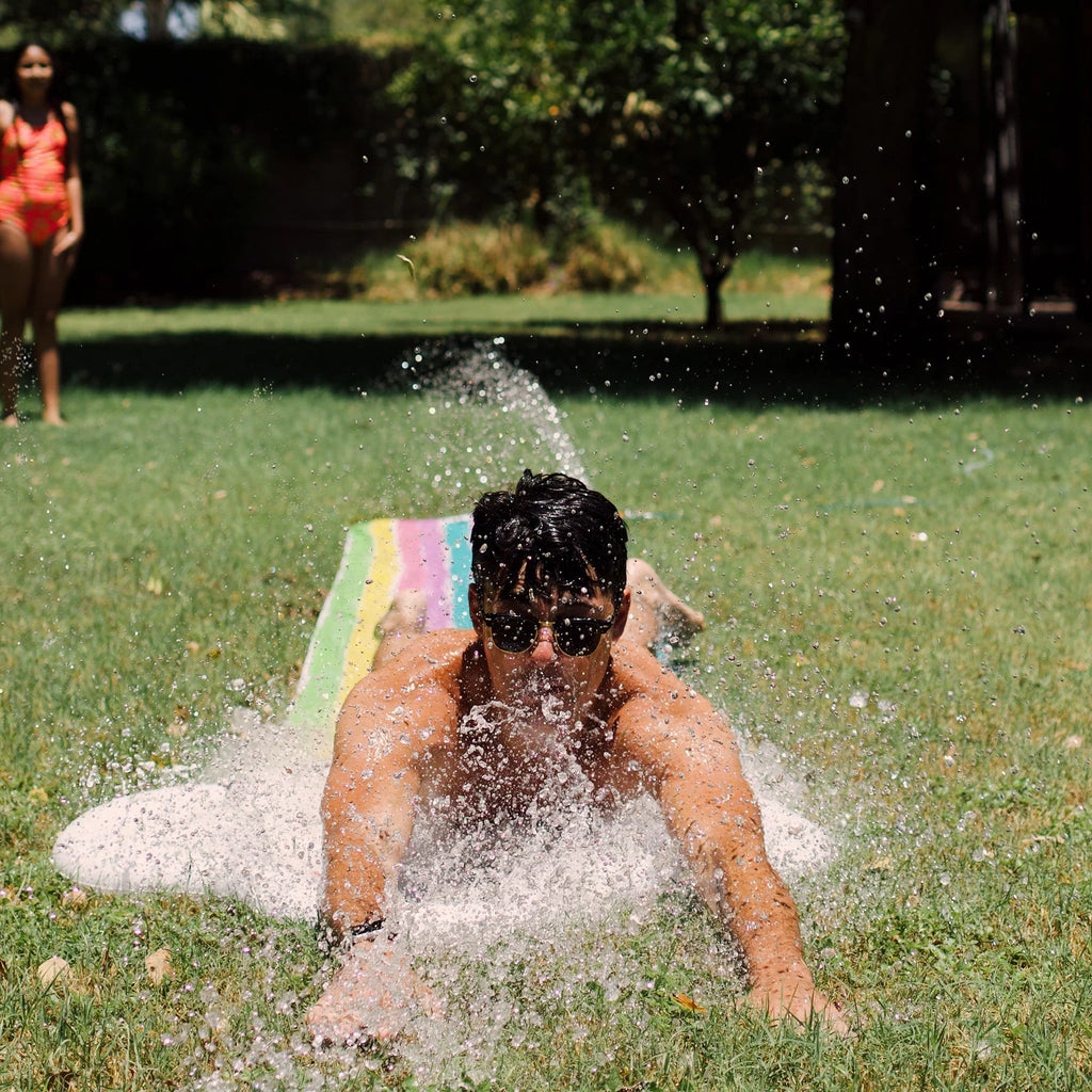 Rae Rainbow Float, CocoNut Splish Water Splash Slide 5+ Slide Mat, -16 Durable Sliding Foot Ride Sprinkler, & Dunn: Age