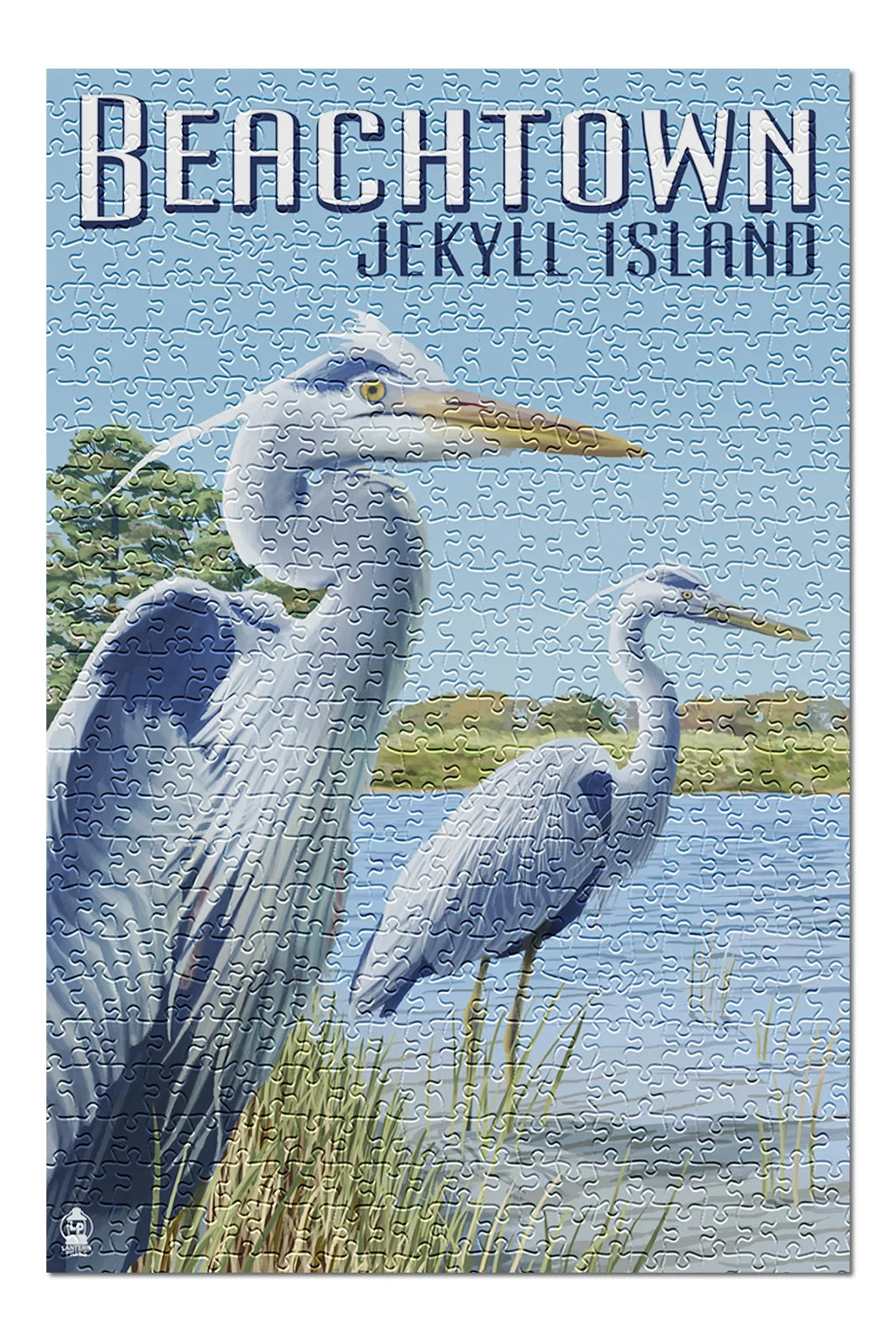 500 Puzzle Adults Beachtown, (19x27 Herons Jigsaw Jekyll for Made and Georgia, inches, in Premium Island, Piece USA) Blue Family,