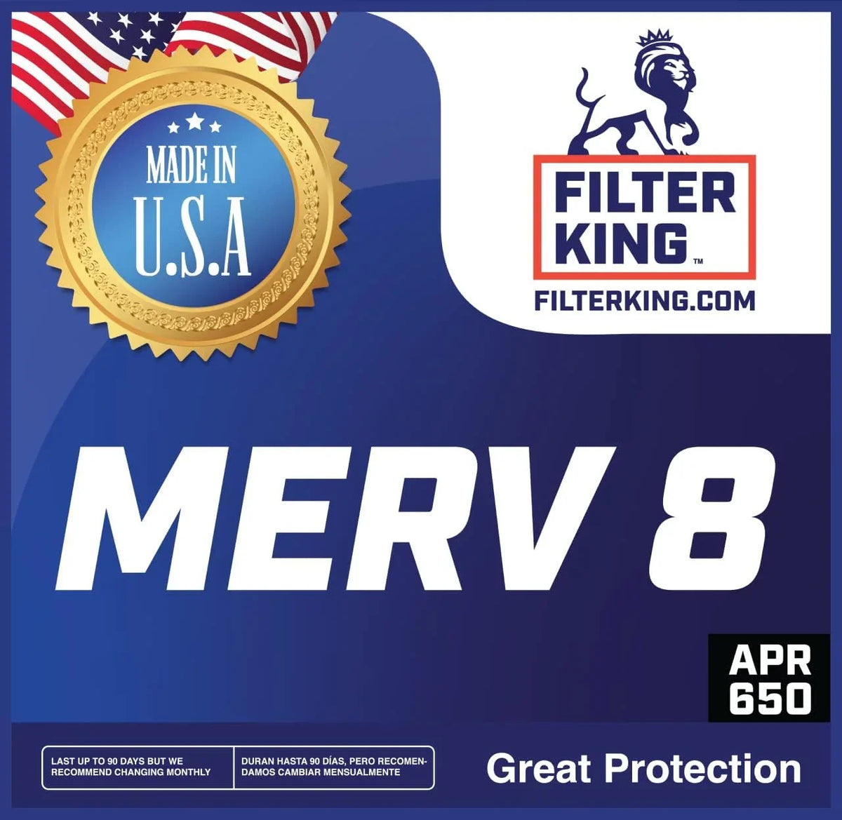 | x Size: 8 Filter x | | Filter 24.5 24.5x8.5x1a MERV MADE Filters King 4-PACK | HVAC A/C USA 8.5 Pleated IN Air Actual .75" Furnace