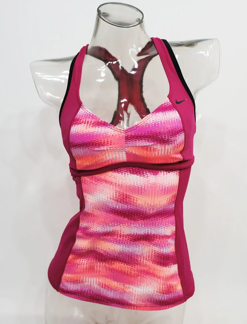 Swimwear Women Nike Hot Pink Gleam Sporty Top Ikat Small Racerback Tankini