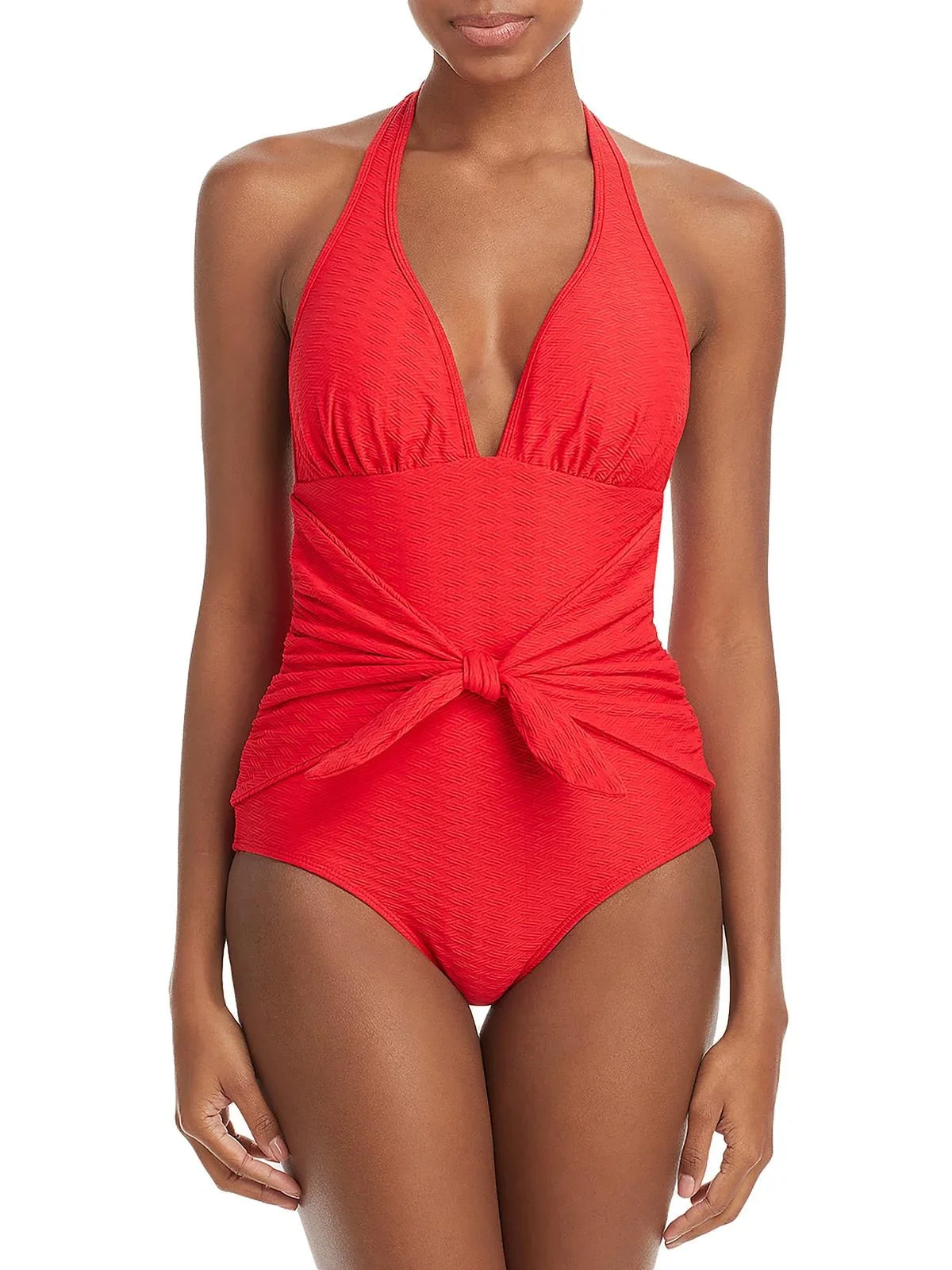 Halter Shoshanna Knot-Front Swimsuit Womens One-Piece