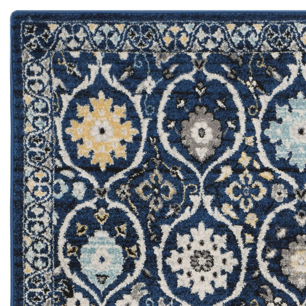 7' SAFAVIEH Charlotte x Floral Rug, Runner Geometric Evoke 2'2" Royal/Ivory,