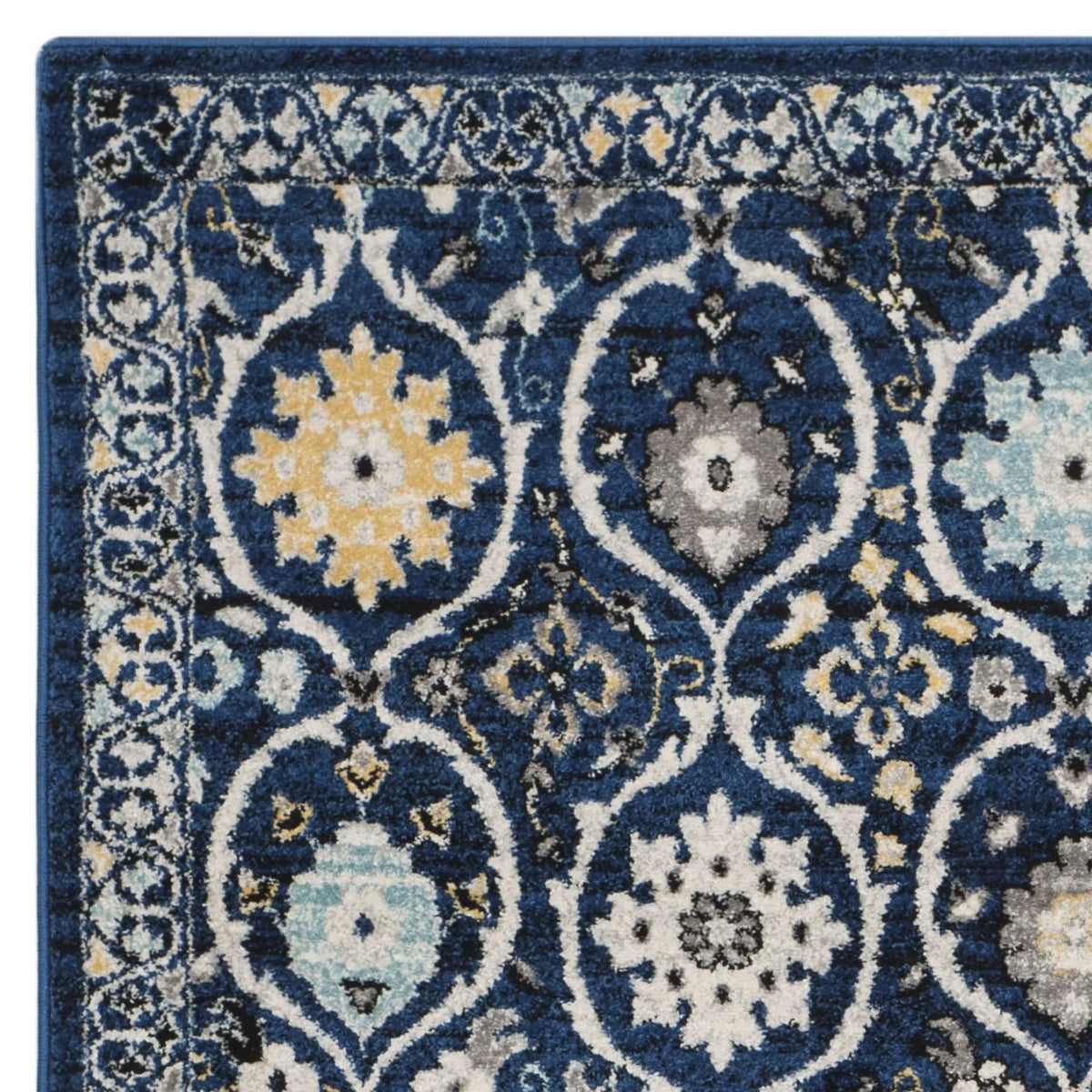 7' SAFAVIEH Charlotte x Floral Rug, Runner Geometric Evoke 2'2" Royal/Ivory,