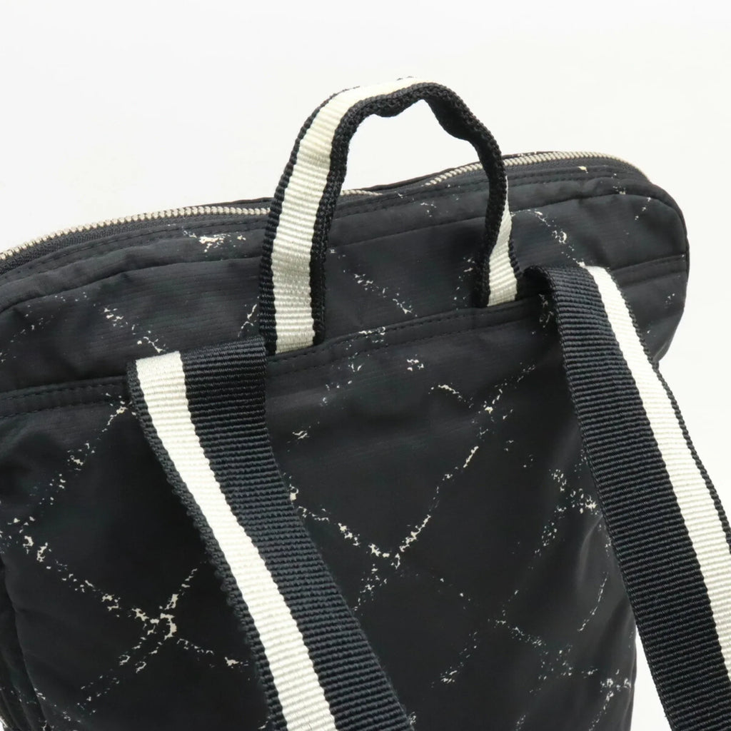 Rucksack Travel Line Jacquard Old CHANEL Nylon Chanel Backpack Black (Good) Pre-Owned Daypack