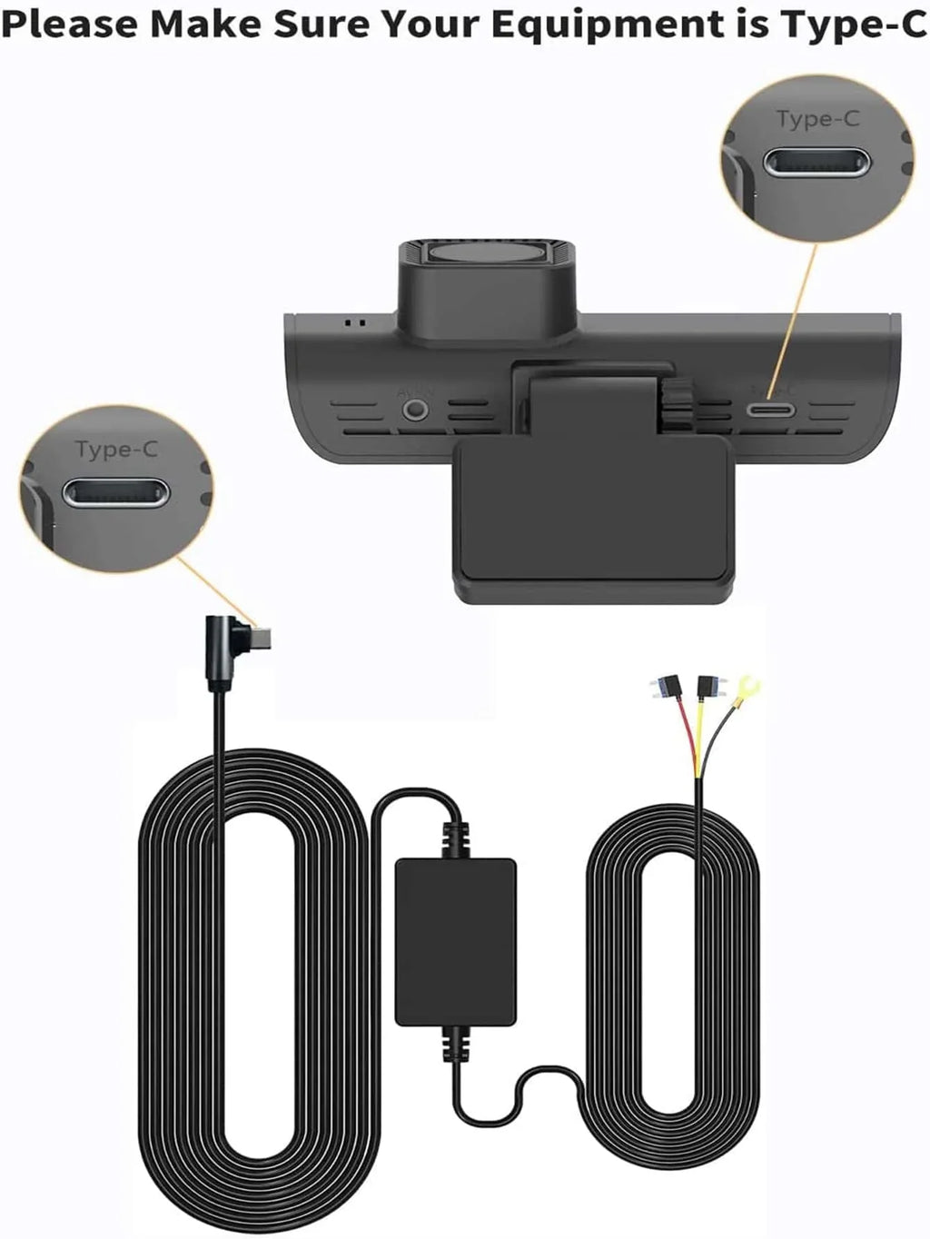 4K Wi-Fi, Camera, Dash GPS Hardwire and Cam with Front Kit Type-C