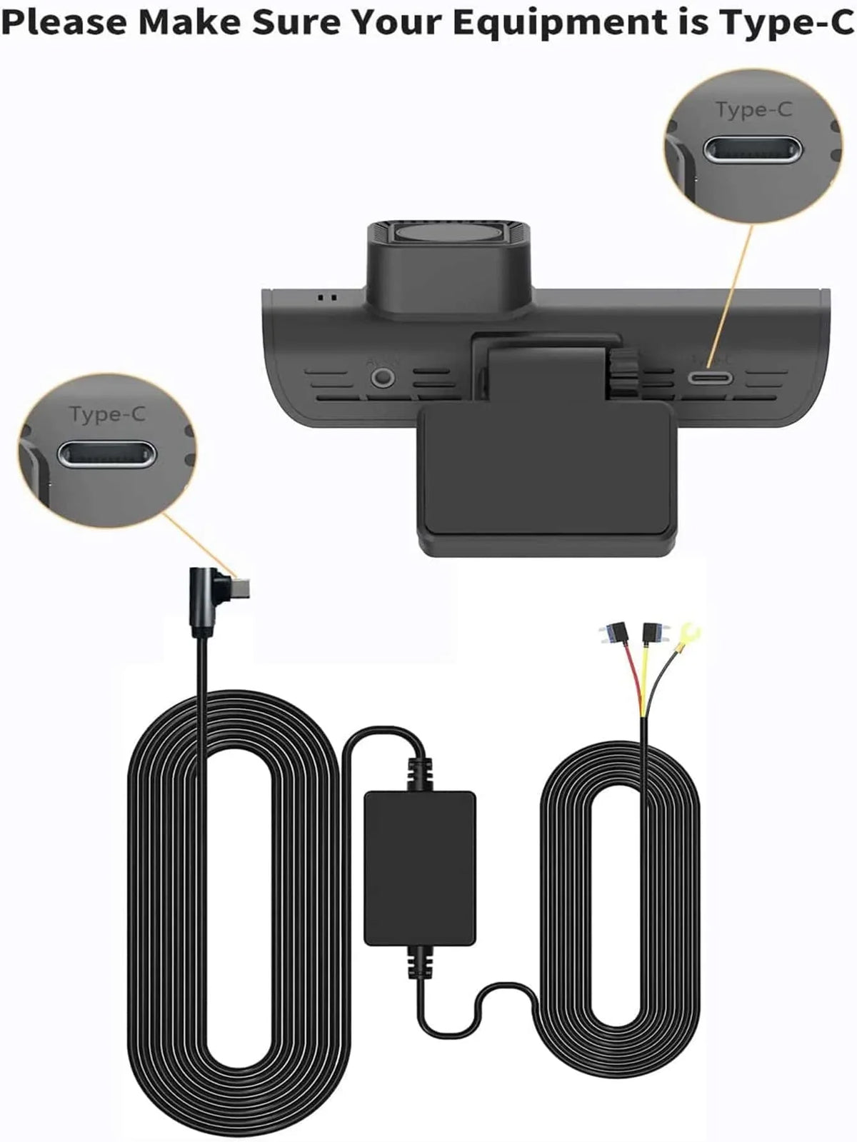 4K Wi-Fi, Camera, Dash GPS Hardwire and Cam with Front Kit Type-C