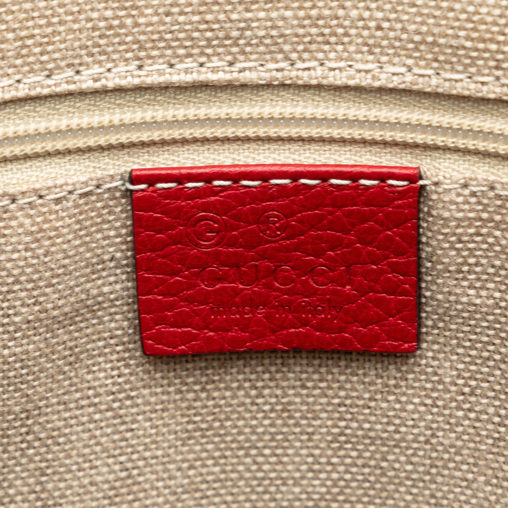 Pre-Owned Charm Unisex Calf Authenticated Gucci Red Dome (Good) Convertible Leather Satchel GG