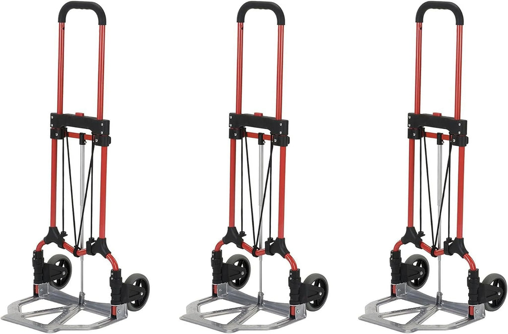 Pack) Cart W/Telescoping (3 Handle, Luggage Folding Silver/Black Steel Personal 160Lb Truck Hand Capacity MCI