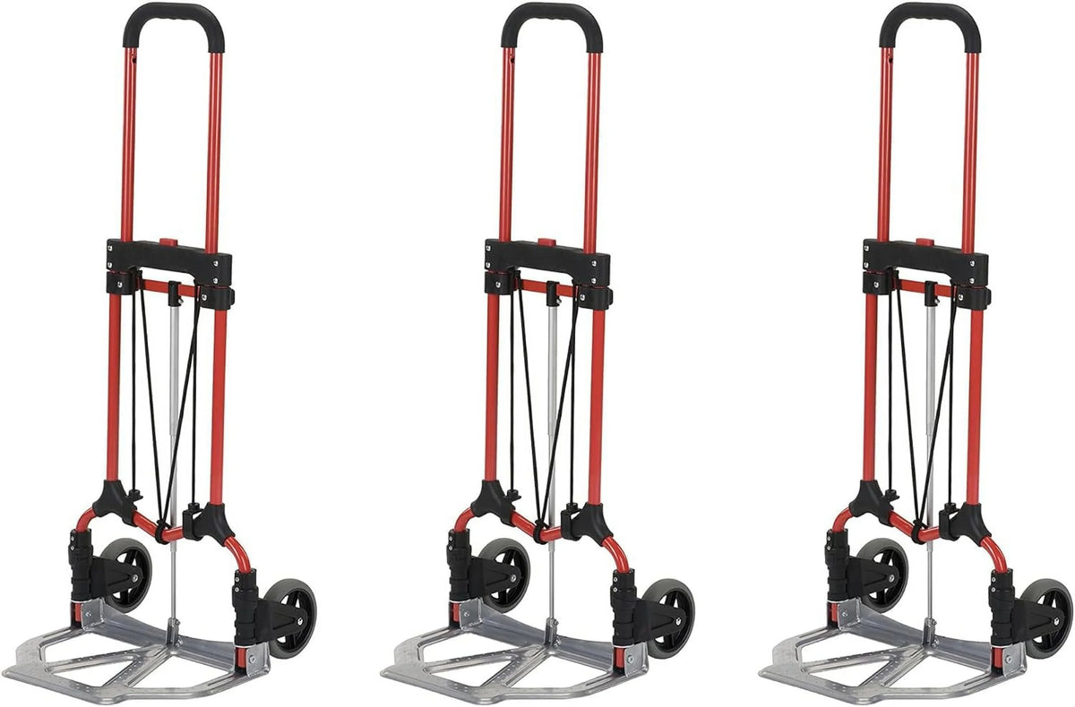 Pack) Cart W/Telescoping (3 Handle, Luggage Folding Silver/Black Steel Personal 160Lb Truck Hand Capacity MCI