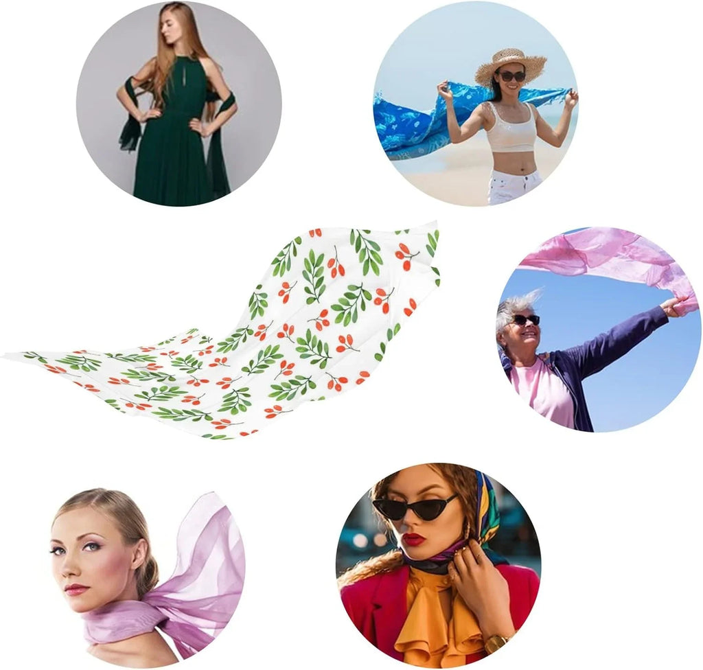 Scarf for Watercolor Neck Women Silk Shawl Pattern Lightweight Long Floral on Hyjoy White Girls Scarves Wrap