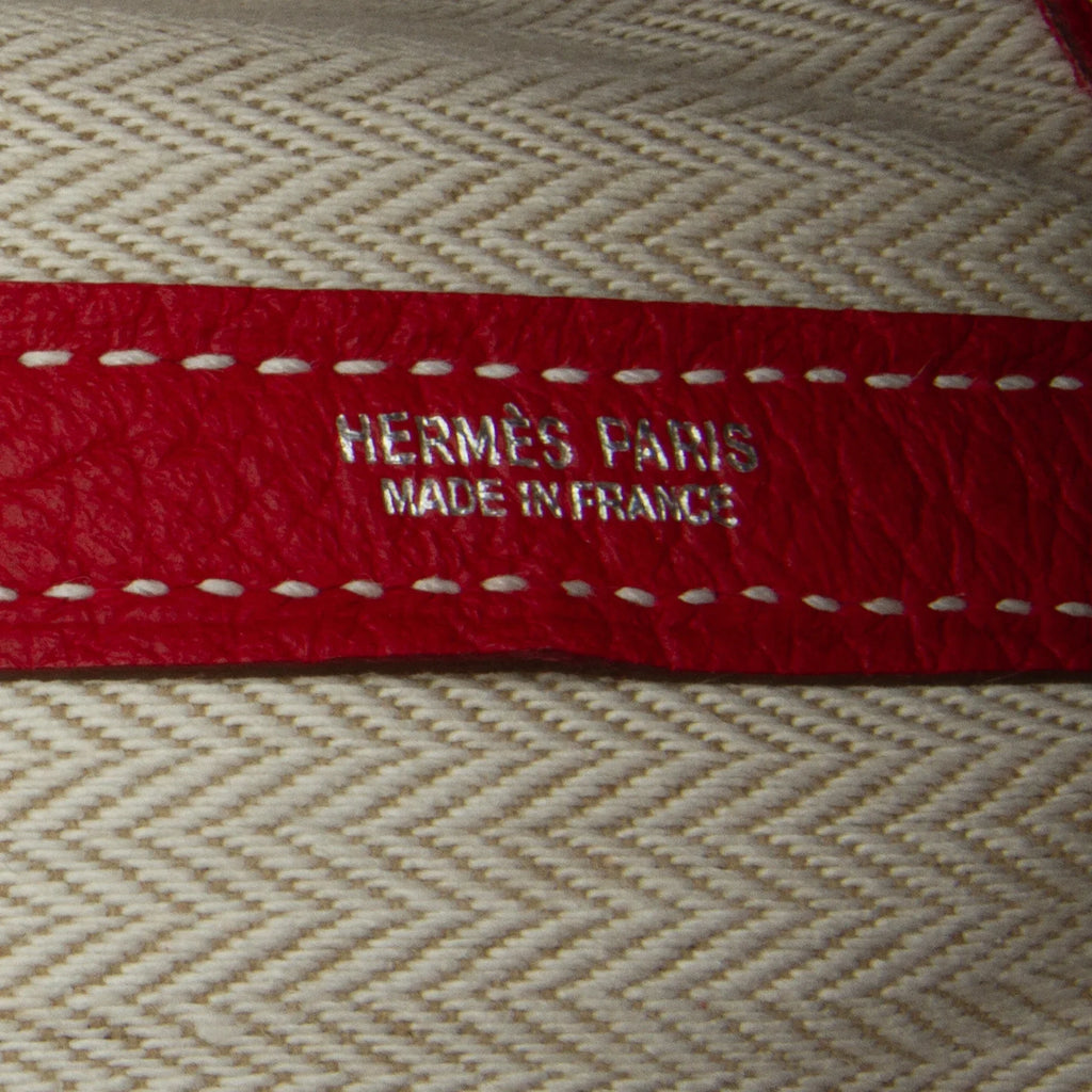 Leather Negonda Unisex Authenticated Garden Hermès Party Red (Good) Calf Pre-Owned Bag 36 Tote