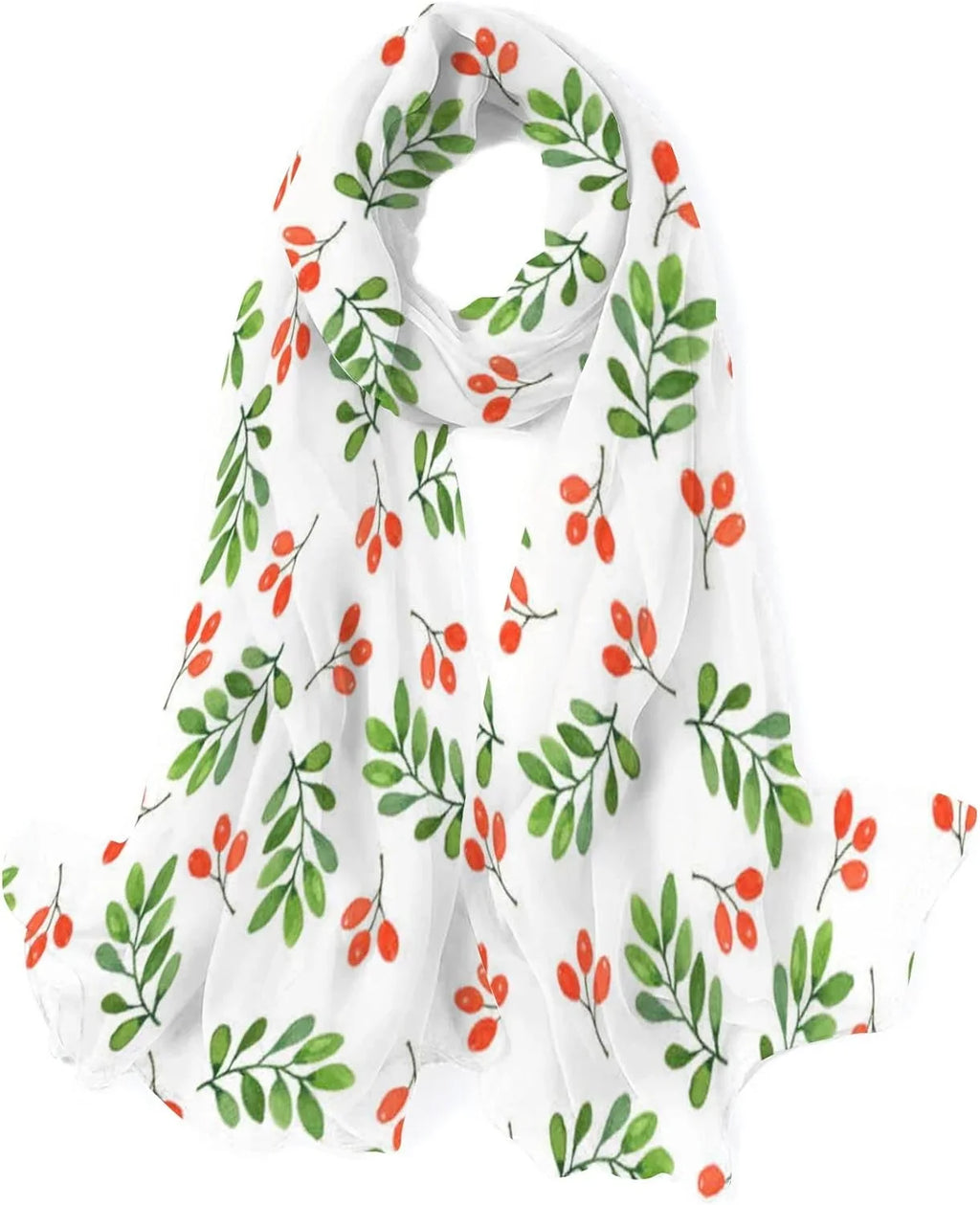 Scarf for Watercolor Neck Women Silk Shawl Pattern Lightweight Long Floral on Hyjoy White Girls Scarves Wrap