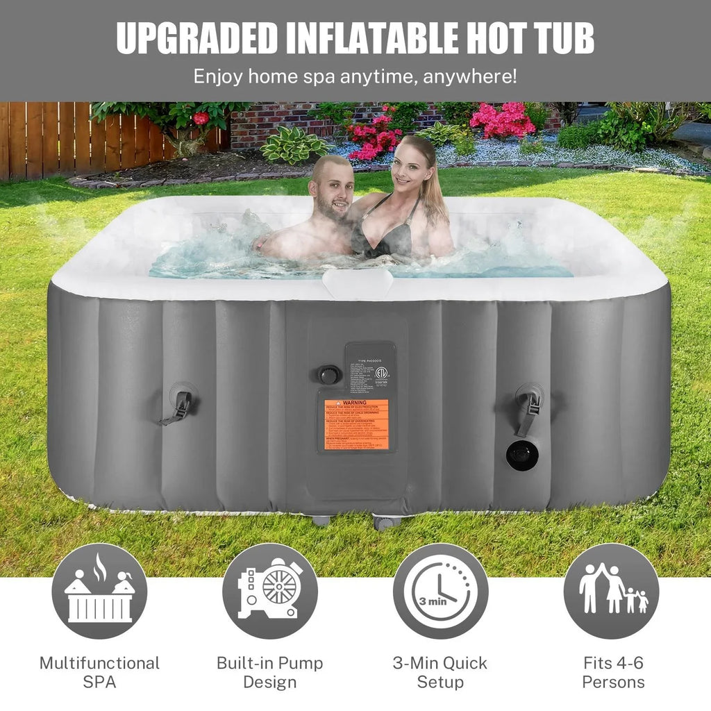 Hot Capacity Home Hidden 73''Inflatable Lockable with Storage Hot Spa 910L Jets, Person 130 Outdoor for Tub, 104℉, Max Indoor Mat, Tub Massage 6 Bag, Cover, Machine,