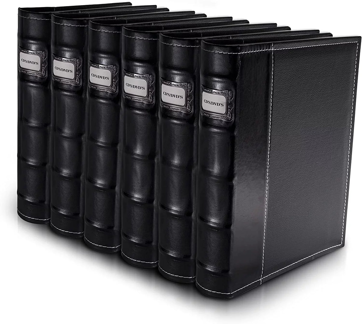 Organizer Blu Binder - for Rays, Capacity Storage Storage Black CDs, Pack DVDs, - Video Games - 6 Acid-Free - - Bellagio-Italia Binder Set - & Organizer Sheets Leather 288-Disc CD/DVD