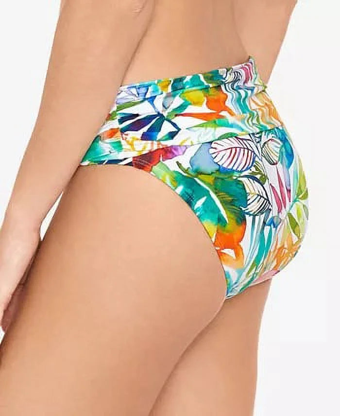 Ralph Wide Lauren Women's Hipster Tropical Caribbean Blue Size Bottoms Shirred 4 Banded