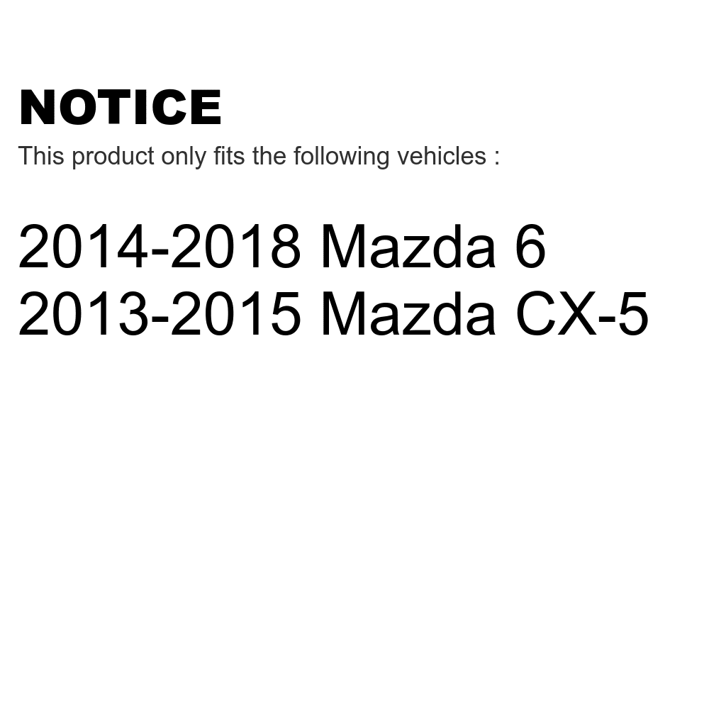 CX-5 Mazda Drilled Front Rotors Pair 6 KD-100086 Disc Slotted Coated Brake For