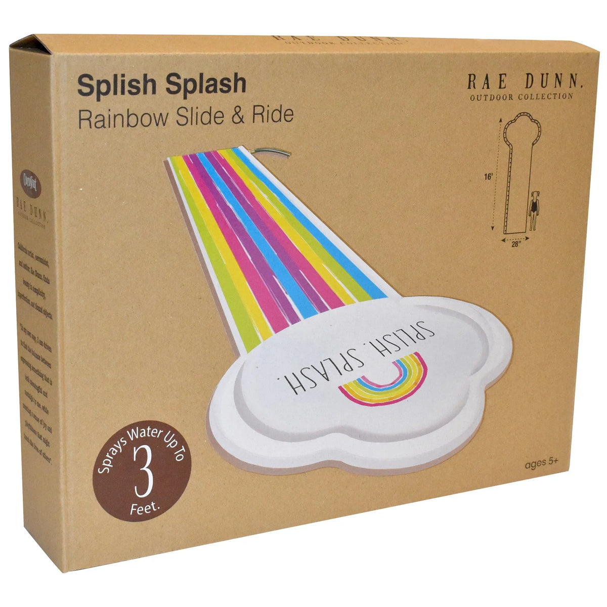 Rae Rainbow Float, CocoNut Splish Water Splash Slide 5+ Slide Mat, -16 Durable Sliding Foot Ride Sprinkler, & Dunn: Age