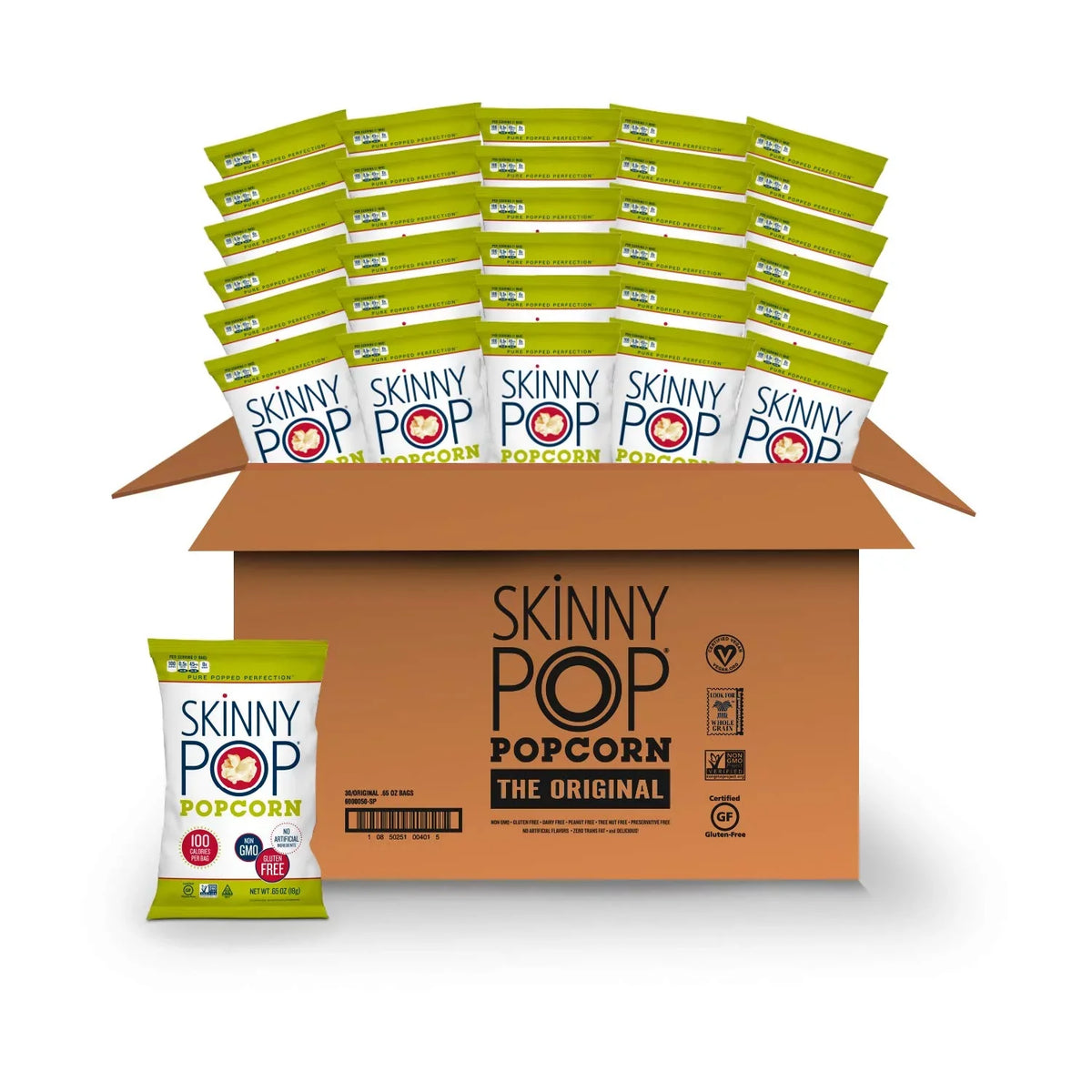 Snack Gluten Popcorn Free, 30) Skinny of Size Snacks, Healthy Pop, 0.65 Ounce Original (Pack Bags, Popcorn, Individual SkinnyPop