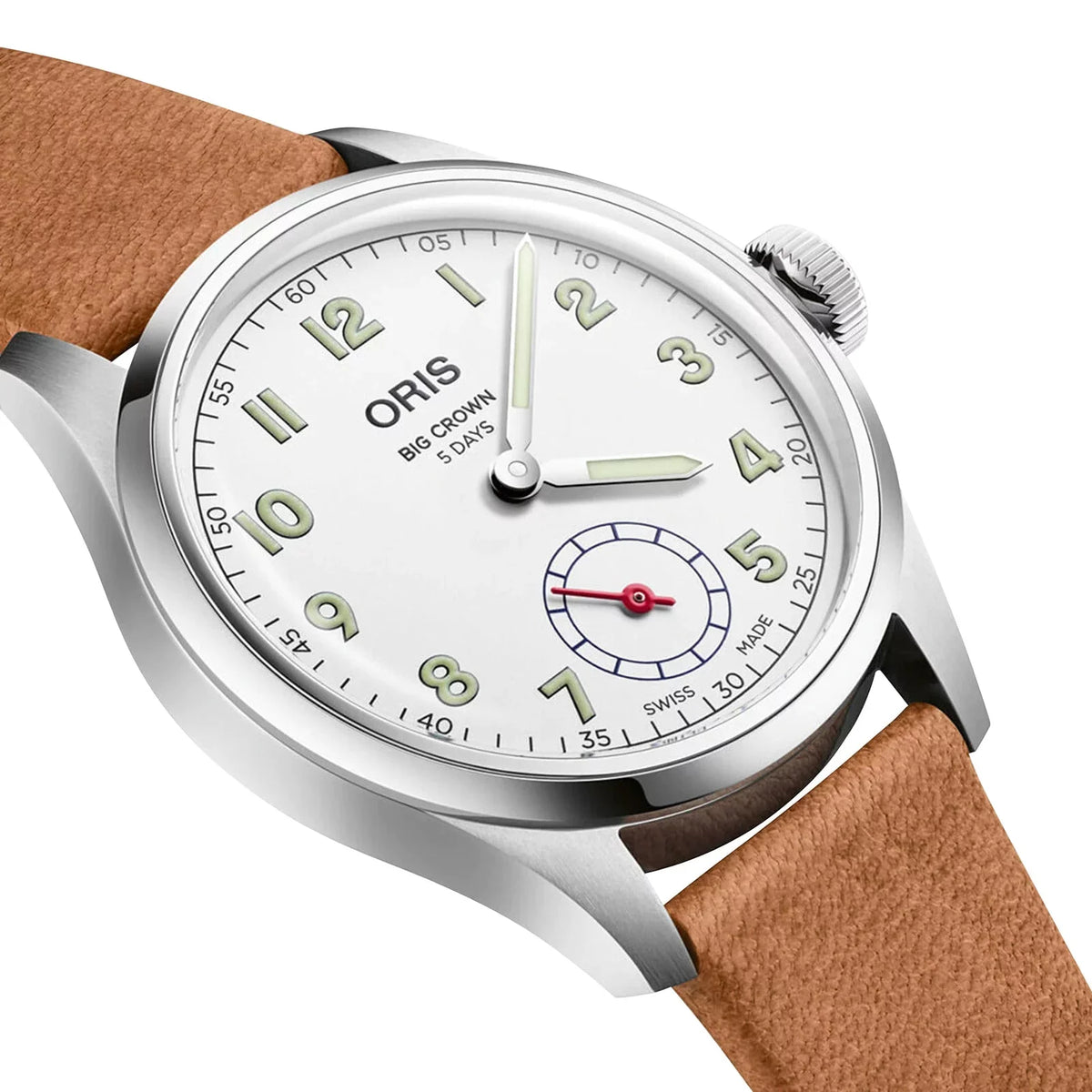 Steel Dial Crown Wings Beige 401 Edition Limited Big Watch Of Mens Strap Stainless Hope 7781 Automatic Leather Oris 4081-Set White