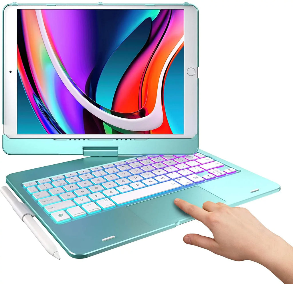 for Keyboard iPad (2020), iPad Gen, Generation with Holder 8th (Seafoam) Typecase Pencil 7th (2021), Wireless 3, Trackpad Generation with Slim 9th Pro 10.2-inch Case Protective Backlit Air 10.5, Cover
