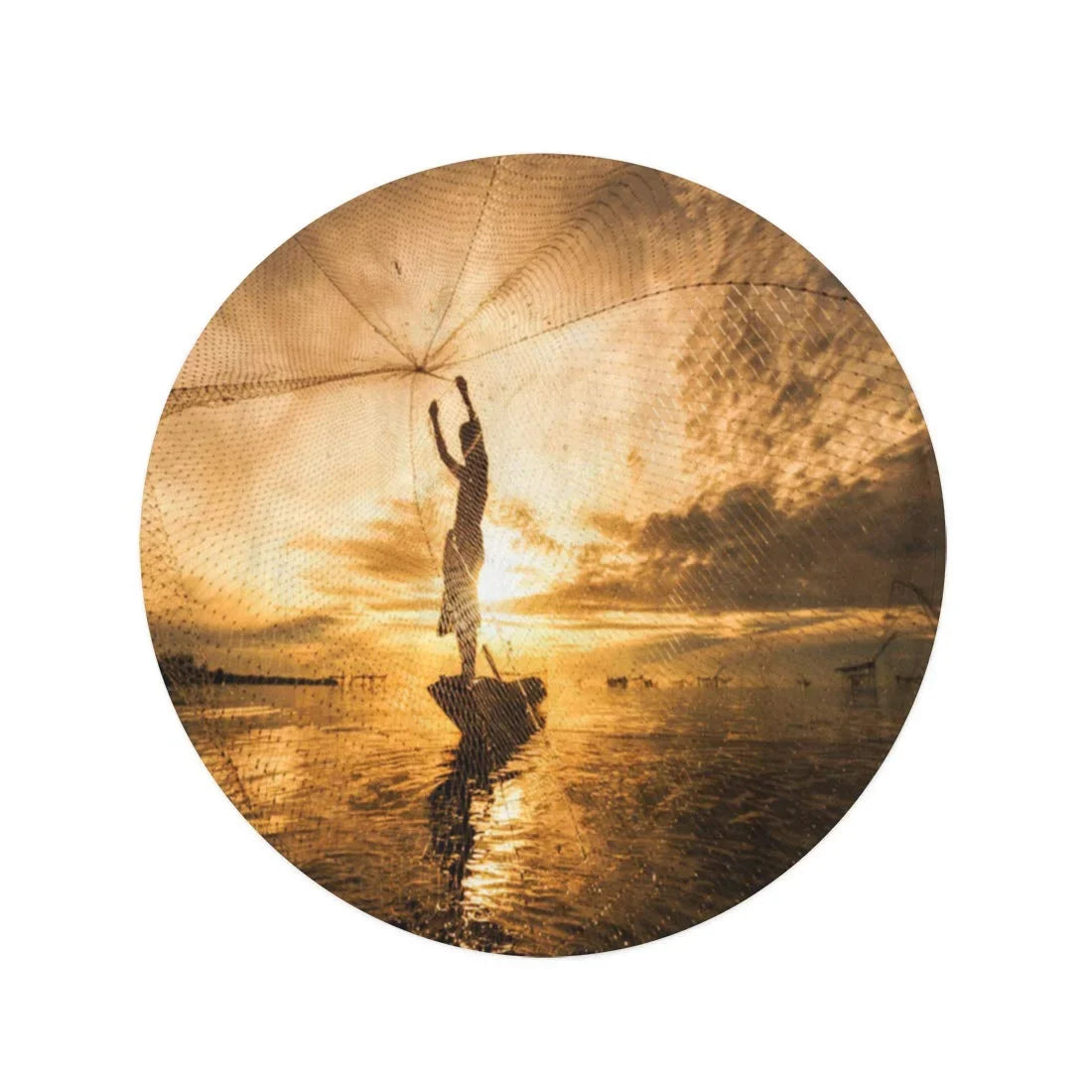 60 Tapestry Circle Fishing Vietnam Towels Travel Fisherman inch Boat Round Towel Thailand Silhouette Lifestyle Mat Blanket Beach Cambodia Nets Circular SIDONKU Beach Throw