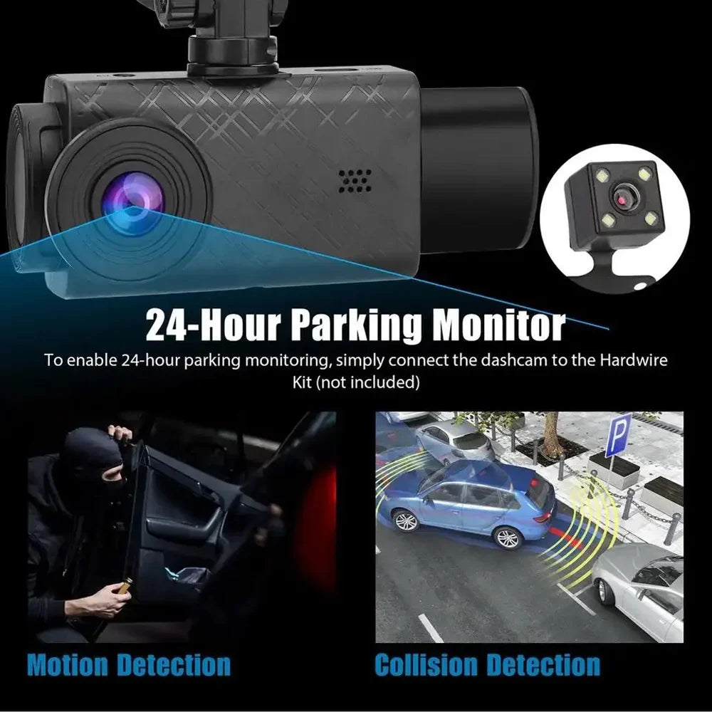 Dash Driving Mirror Multi-Language Pinnaco Safety Rearview Recorder Auto 3 Video Camera Cameras