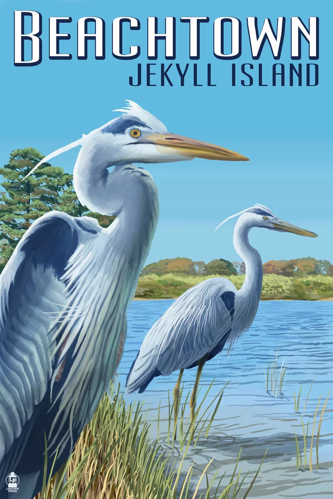 500 Puzzle Adults Beachtown, (19x27 Herons Jigsaw Jekyll for Made and Georgia, inches, in Premium Island, Piece USA) Blue Family,