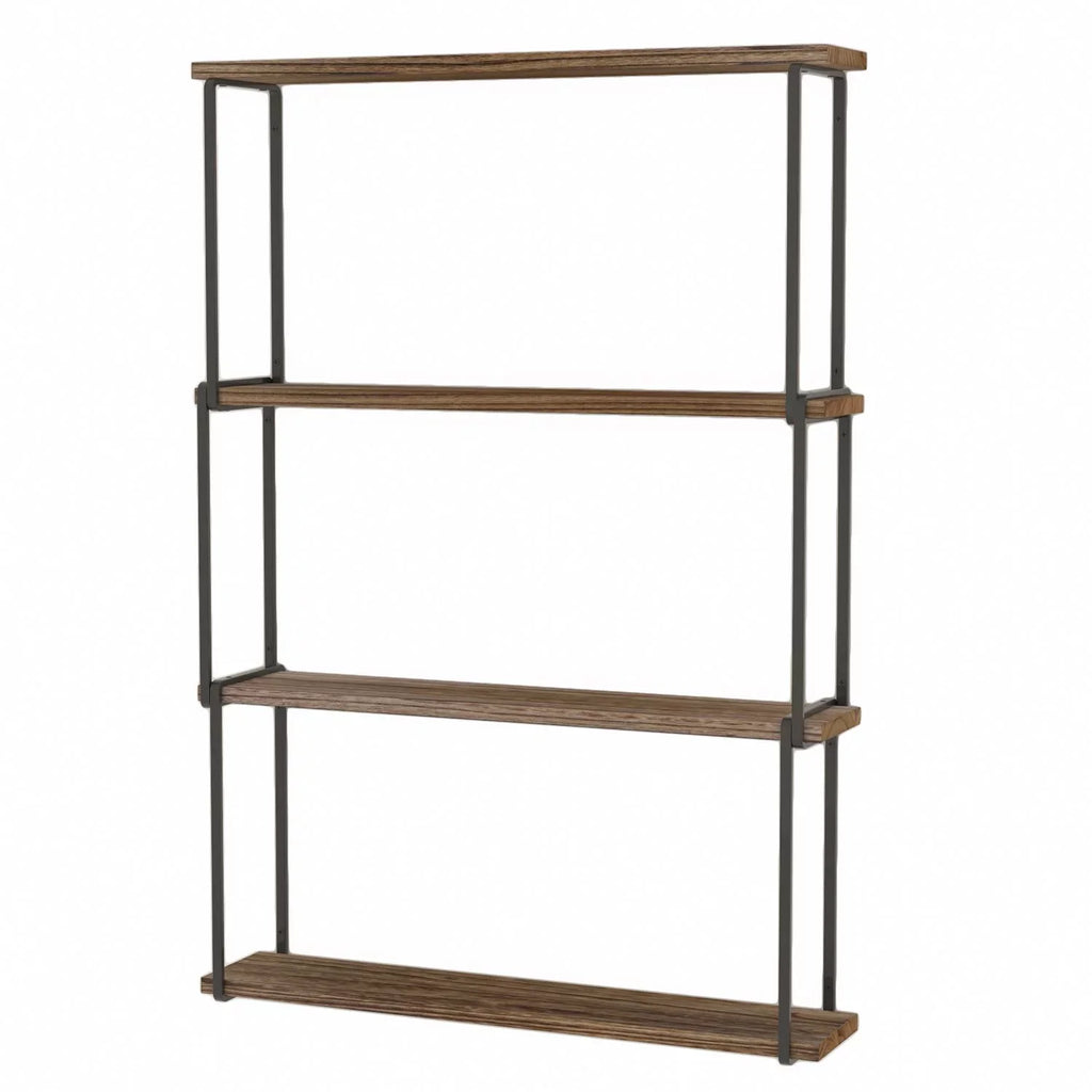 Porto Farmhouse Wood Natural Burned Organizer, 4-Tier for Laundry Shelves Kitchen Bookcases Storage Wallniture Wall Rustic Floating