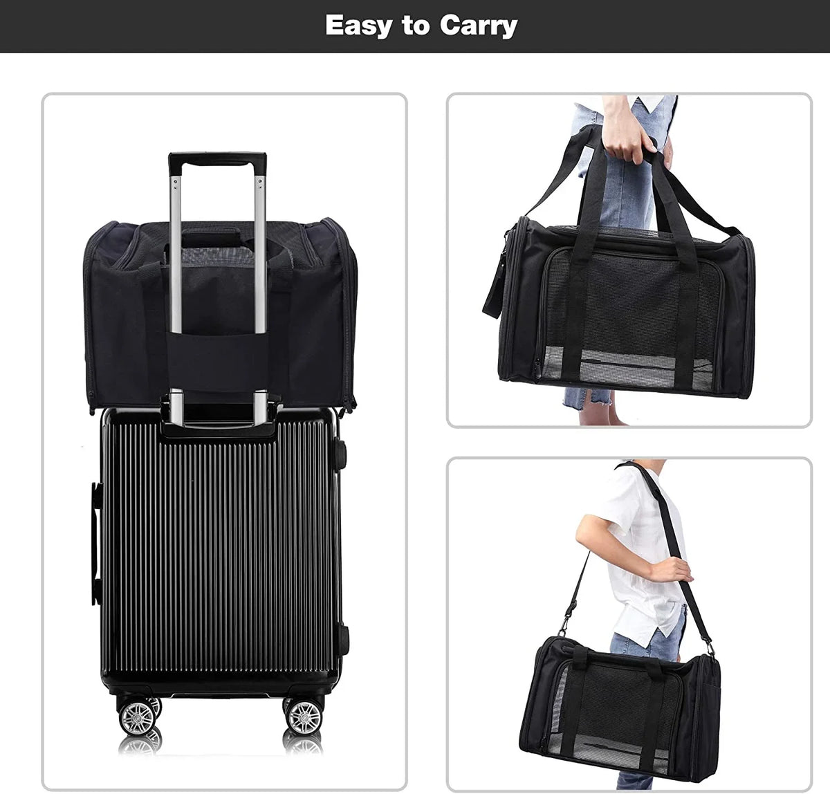 Pet or 2 Small 25 Traveling, Car for Cat Carrier Lineslife Medium Cats lbs, Medium for Black Large Puppy Bag Dog Cats Collapsible Dogs Bag Carrier