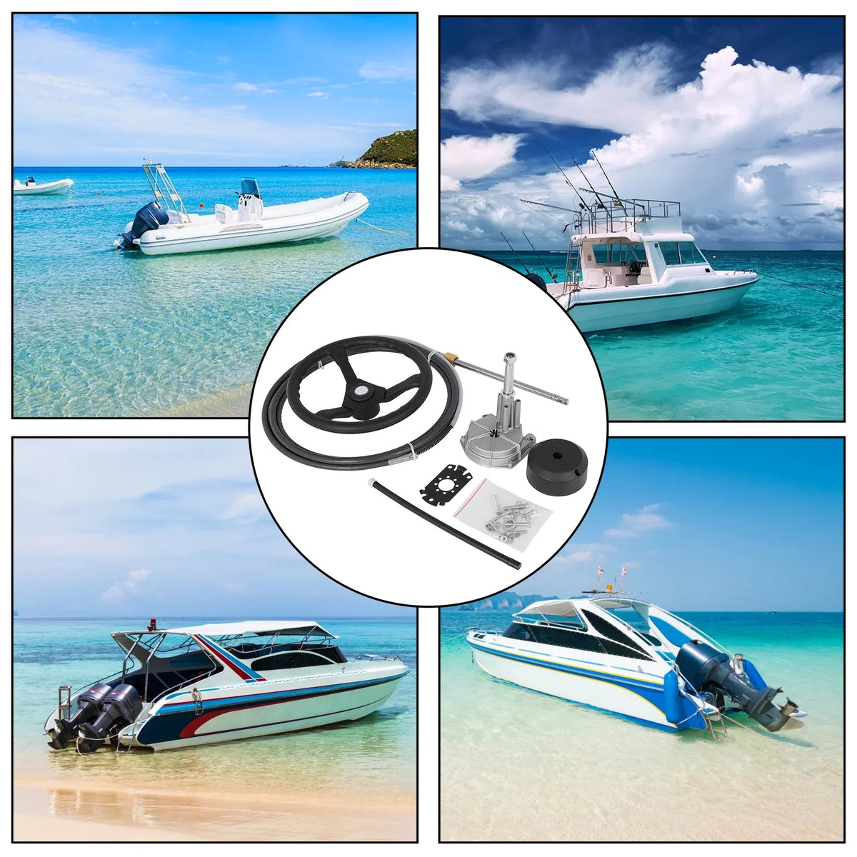 Outboard Cable 13 VEVORbrand 12 Accessories Ft. with Mechanical In. Rotary Steering 12 Boat Boat Wheel, Ft.